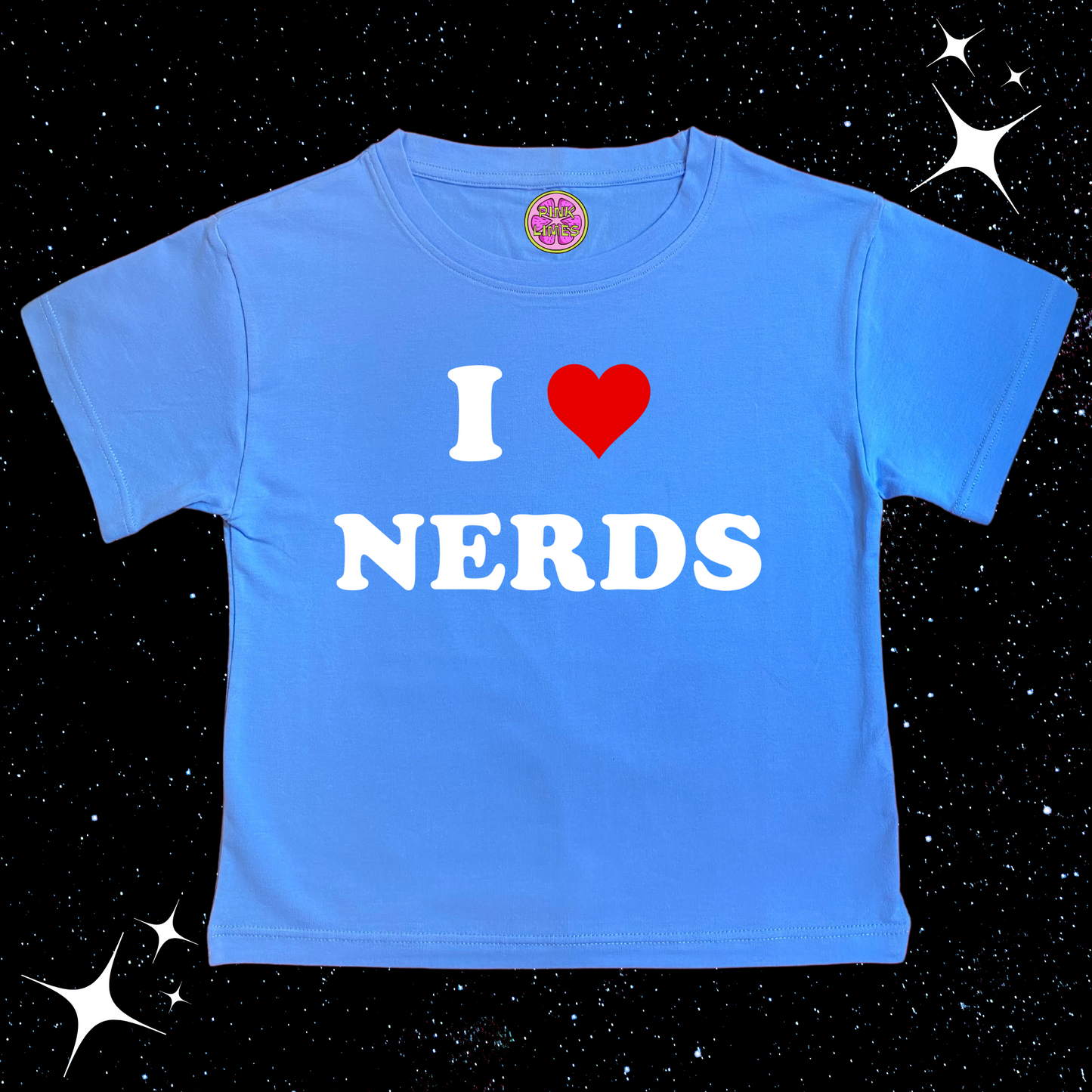 I Love Nerds Crop Tee Lake Blue Shirts & Tops PinkLimes Trending Streetwear