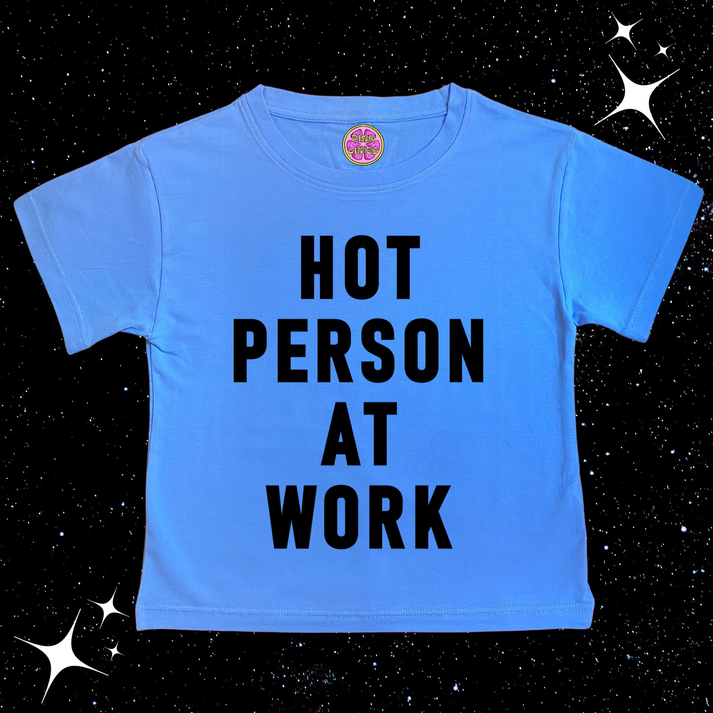 Hot Person At Work Crop Tee Lake Blue Shirts & Tops PinkLimes Trending Streetwear