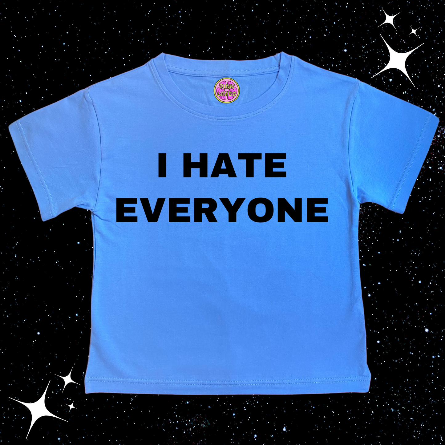 I HATE EVERYONE Crop Tee Lake Blue Shirts & Tops PinkLimes Trending Streetwear