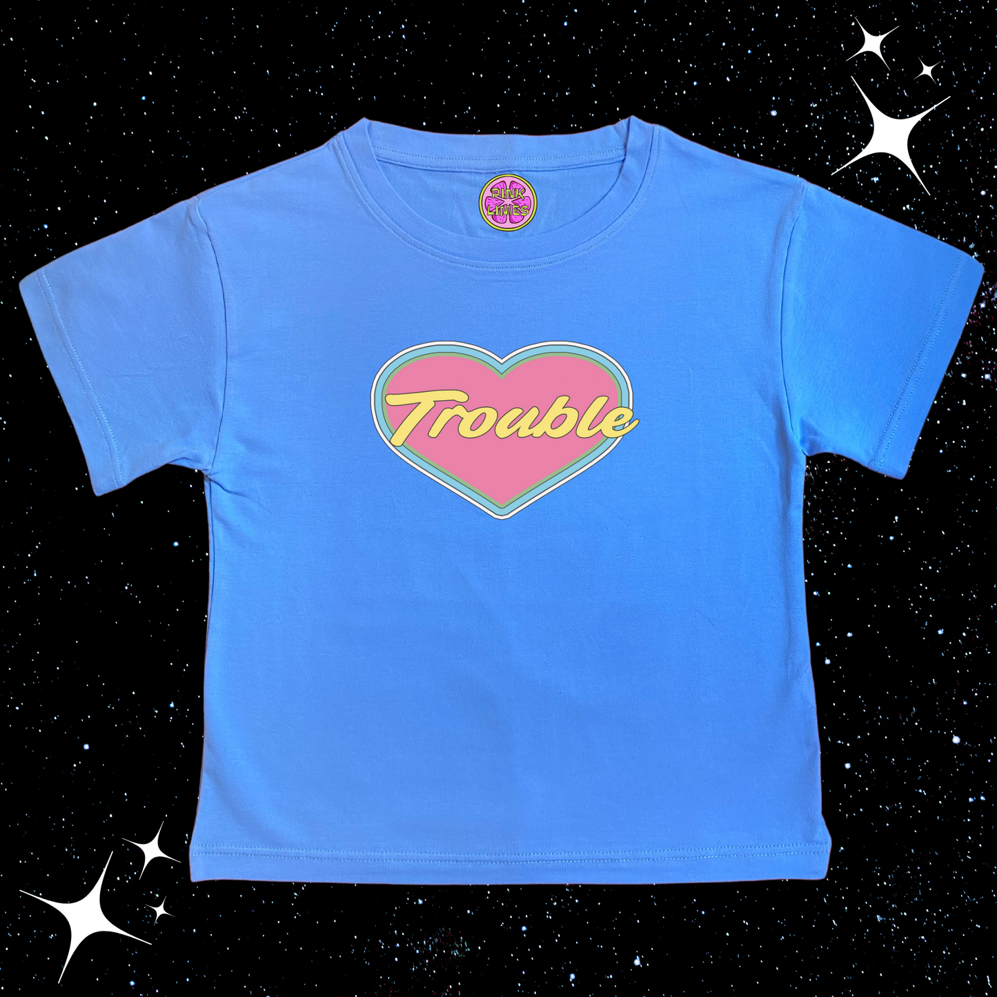 Trouble Crop Tee Lake Blue Shirts & Tops PinkLimes Trending Streetwear
