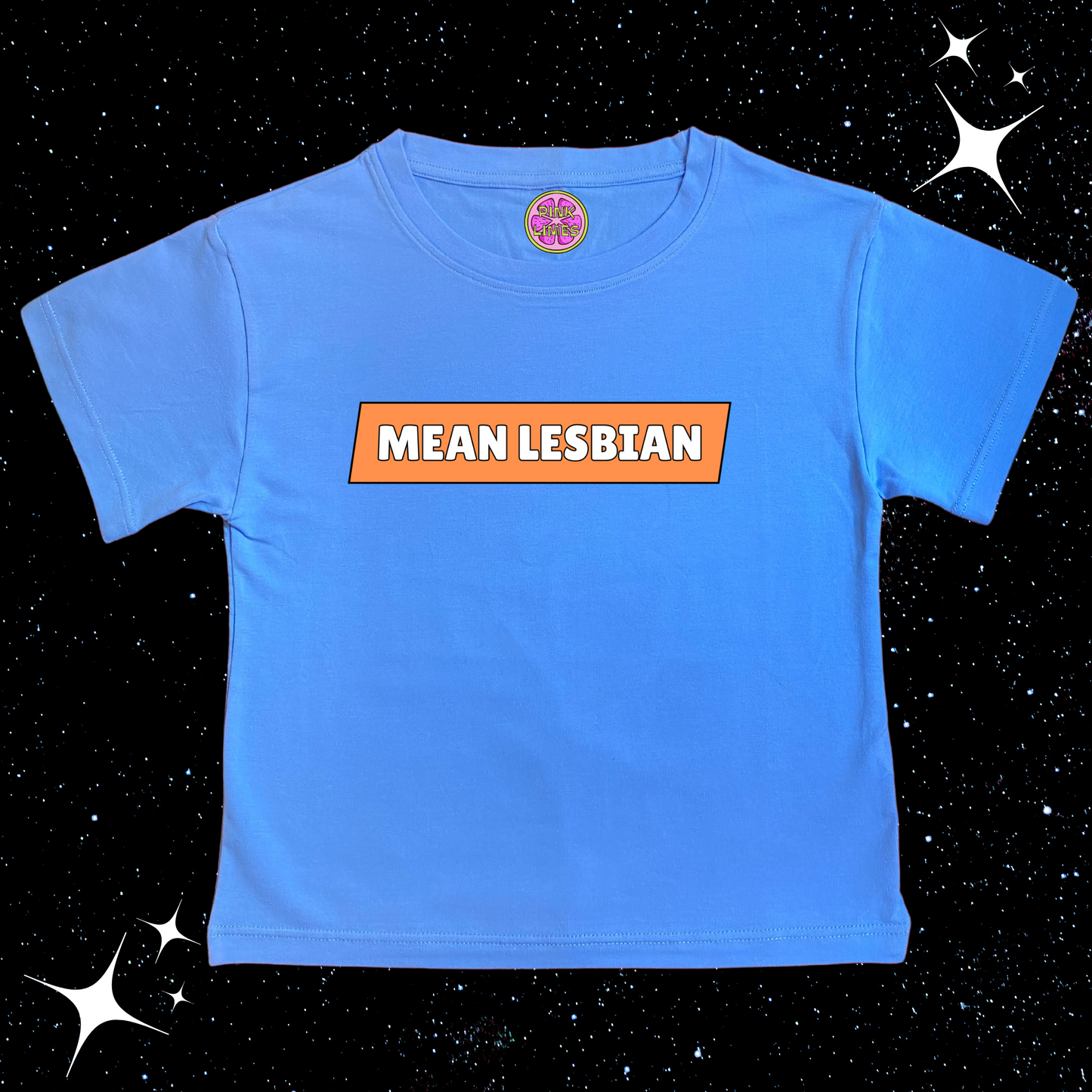 Mean Lesbian Crop Tee Lake Blue Shirts & Tops PinkLimes Trending Streetwear