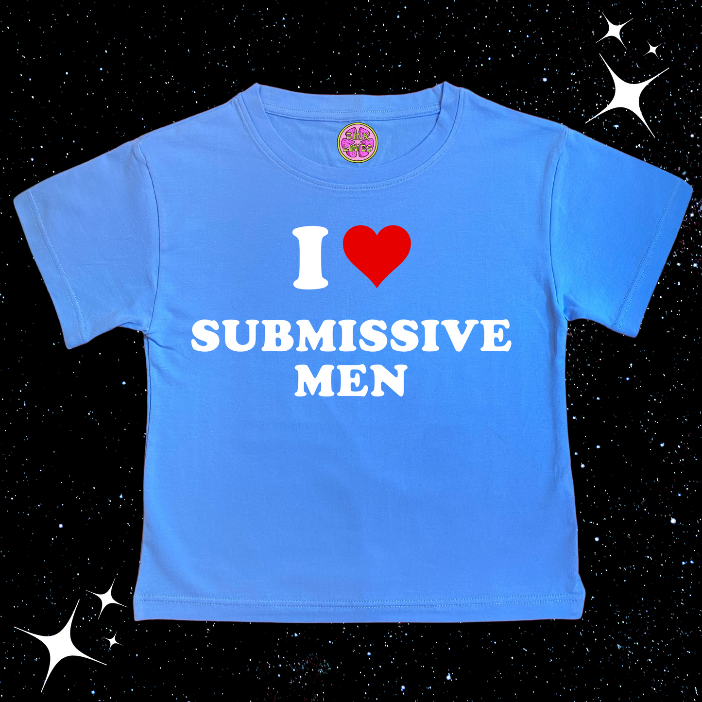I Love Submissive Men Crop Tee Lake Blue Shirts & Tops PinkLimes Trending Streetwear
