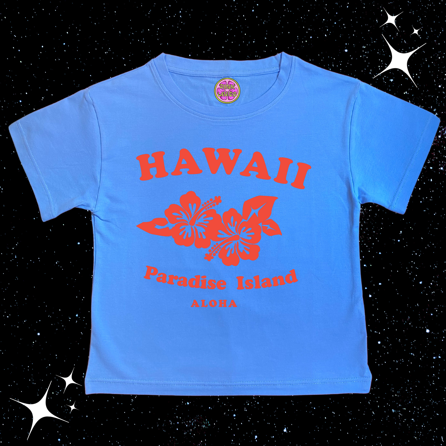 Hawaii Crop Tee Lake Blue Shirts & Tops PinkLimes Trending Streetwear