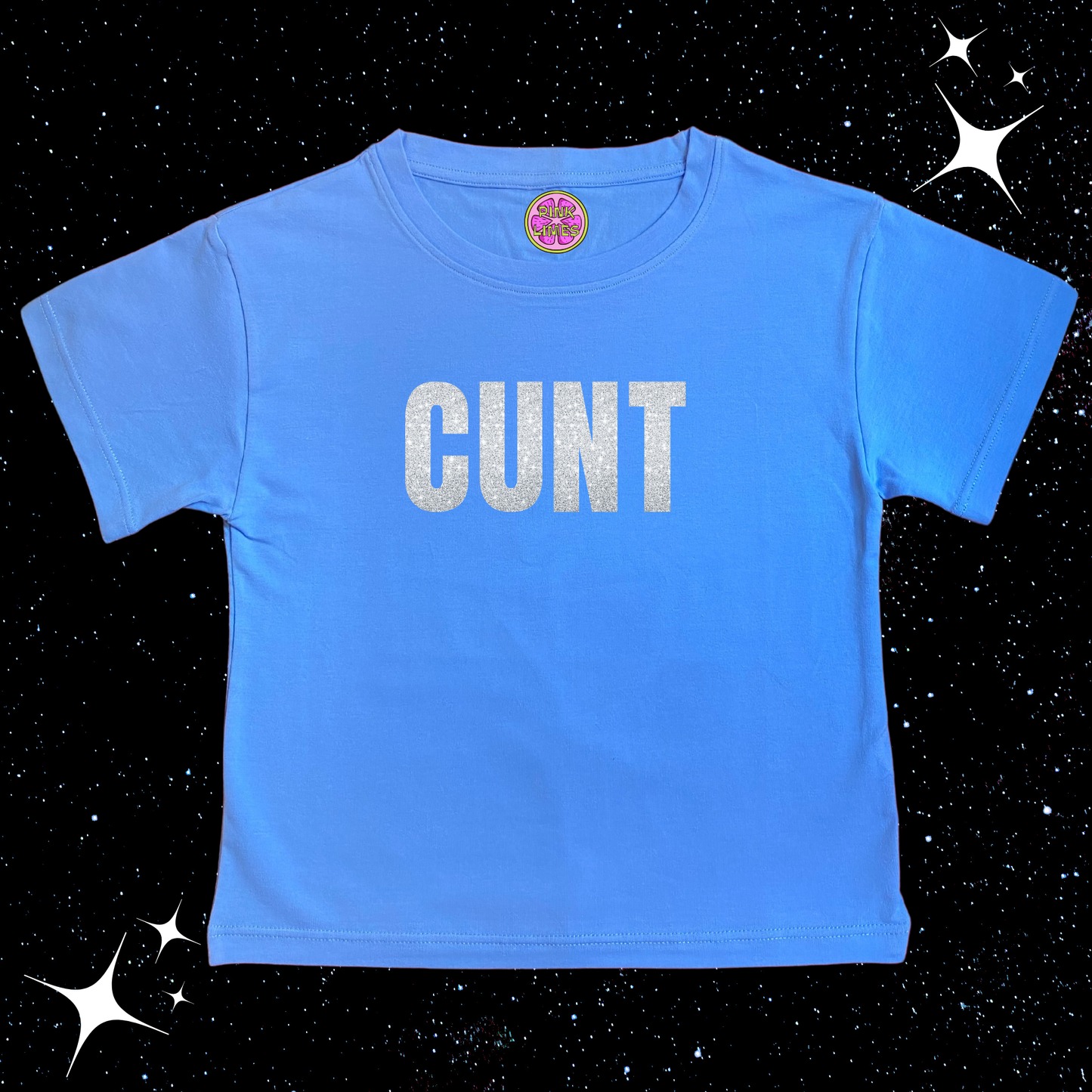 C*nt Crop Tee Lake Blue Shirts & Tops PinkLimes Trending Streetwear