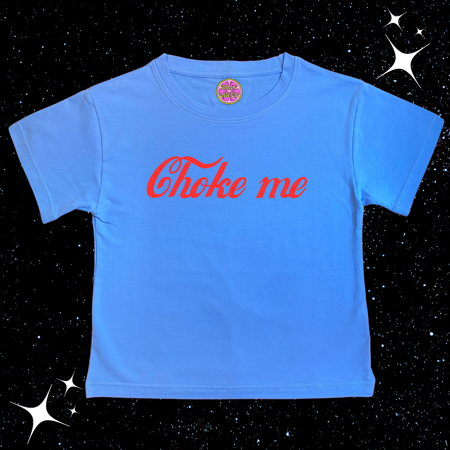 Choke Me Crop Tee Lake Blue Shirts & Tops PinkLimes Trending Streetwear