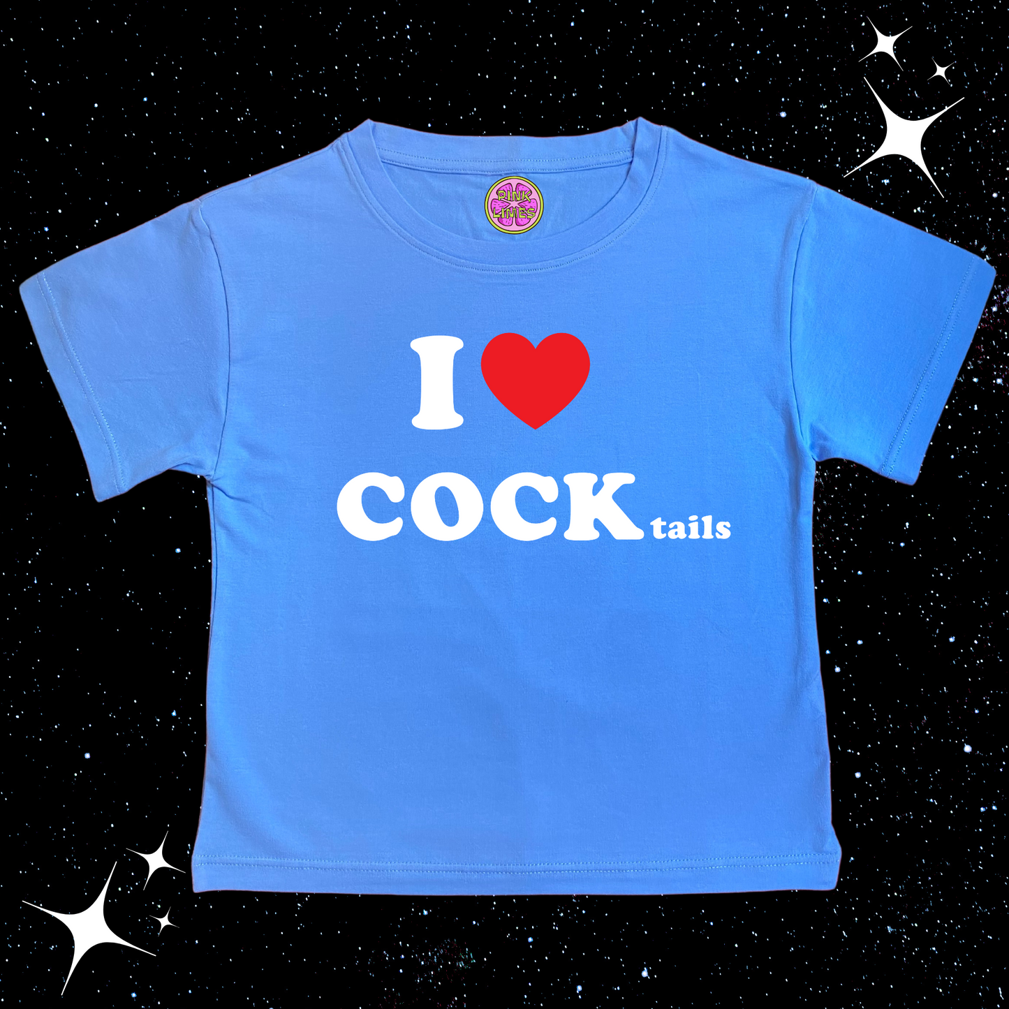I LOVE COCKtails Crop Tee Lake Blue Shirts & Tops PinkLimes Trending Streetwear