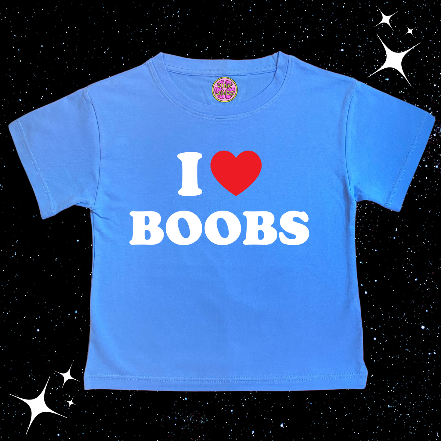 I Love B*obs Crop Tee Lake Blue Shirts & Tops PinkLimes Trending Streetwear