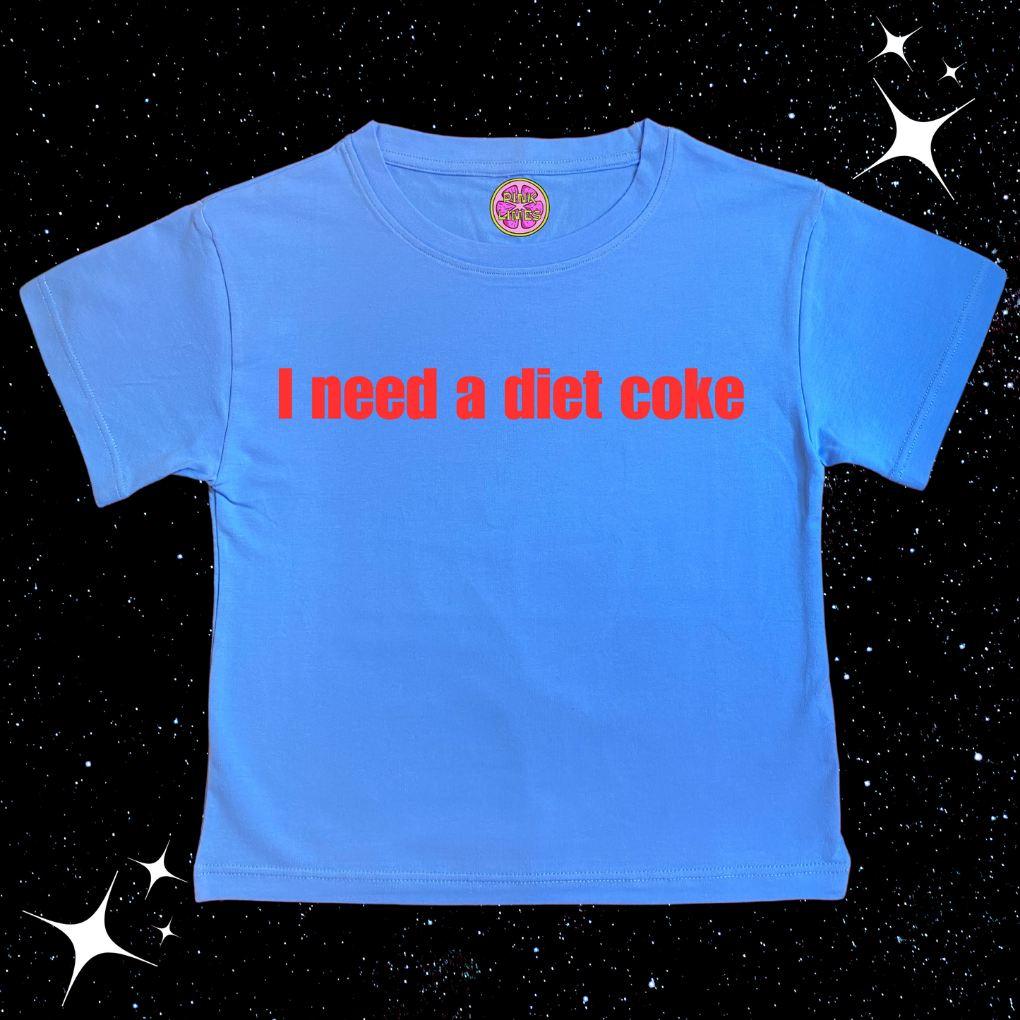 I Need A Diet Coke Crop Tee Lake Blue Shirts & Tops PinkLimes Trending Streetwear