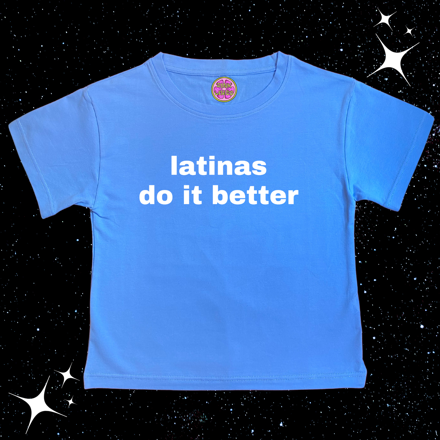 Latinas Do It Better Crop Tee Lake Blue Shirts & Tops PinkLimes Trending Streetwear