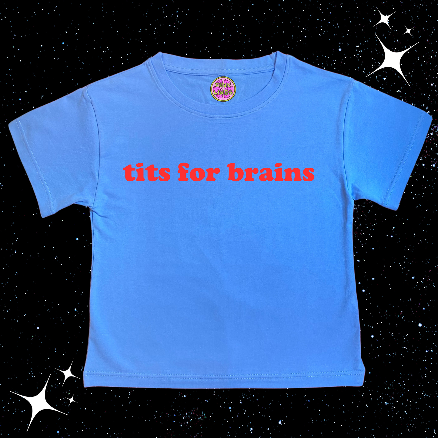 tits for brains Crop Tee Lake Blue Shirts & Tops PinkLimes Trending Streetwear
