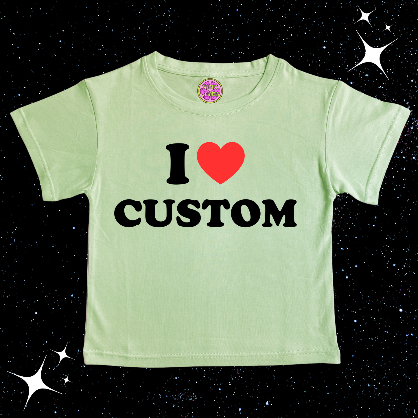 I Love Custom Crop Tee Light Green Shirts & Tops PinkLimes Trending Streetwear