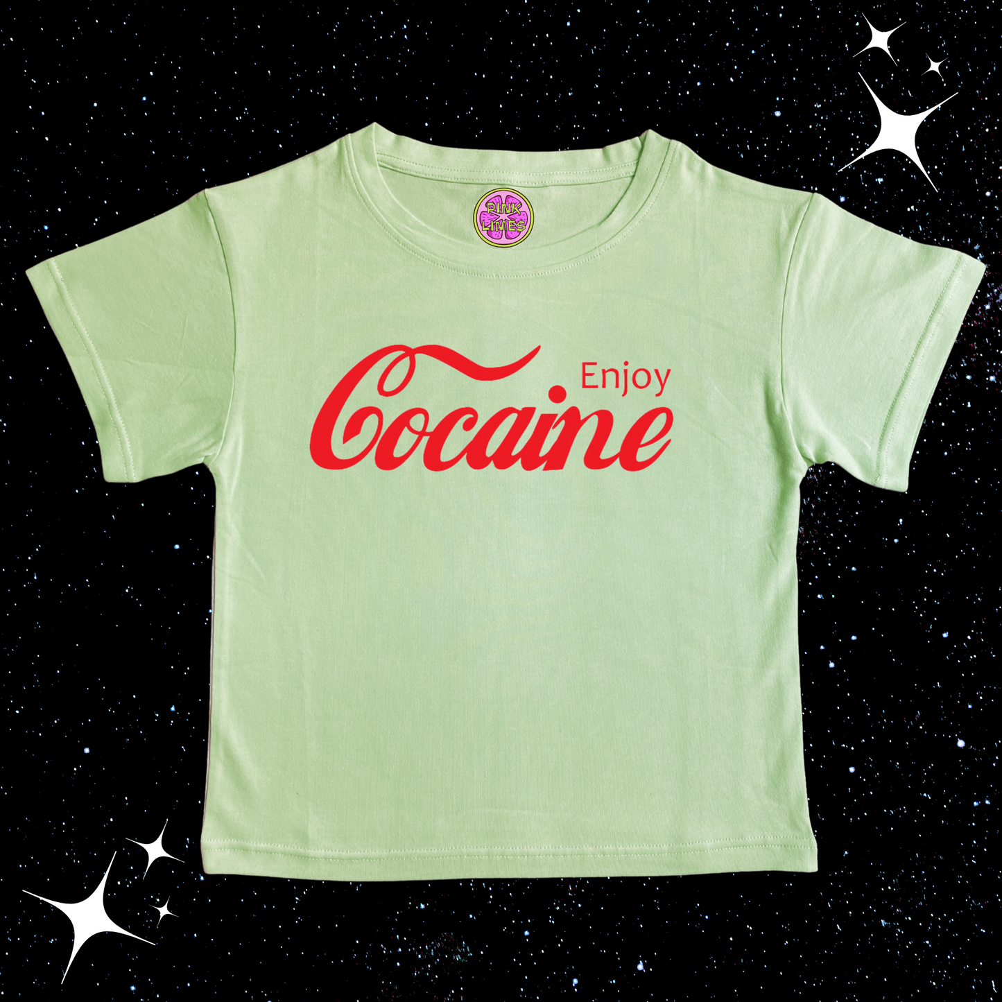 Enjoy Coke Crop Tee Light Green Shirts & Tops PinkLimes Trending Streetwear