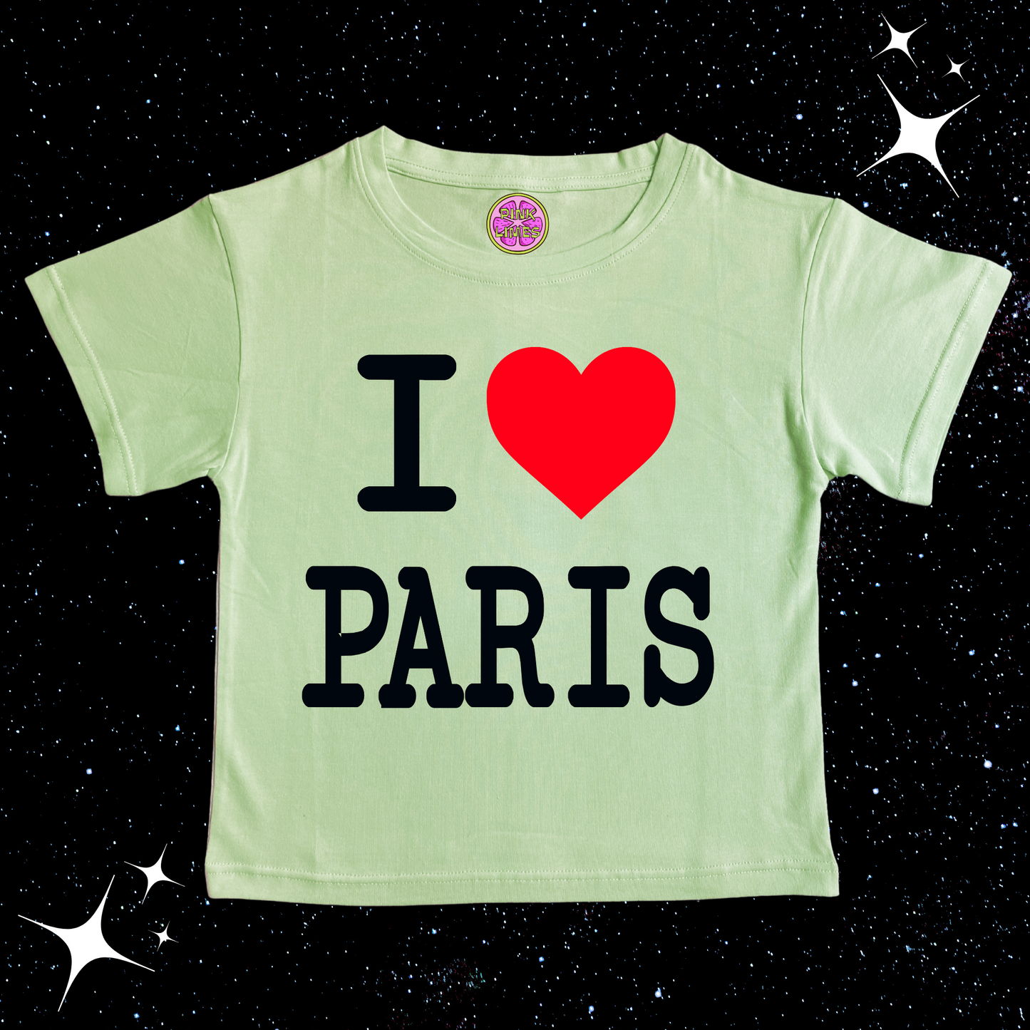 I Love Paris Crop Tee Light Green Shirts & Tops PinkLimes Trending Streetwear