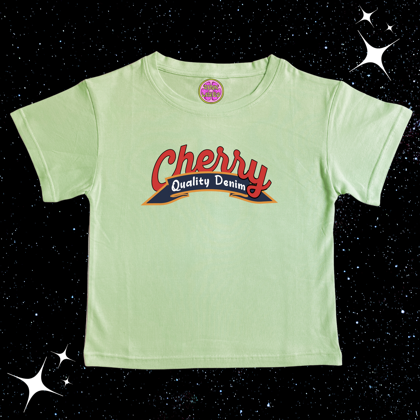 Cherry Crop Tee Light Green Shirts & Tops PinkLimes Trending Streetwear