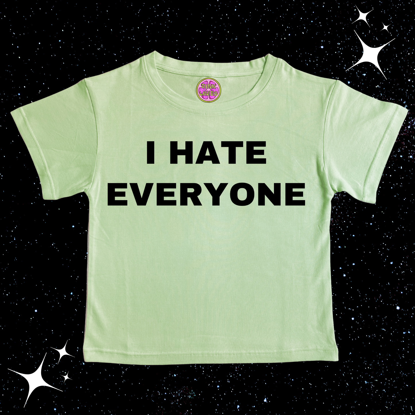 I HATE EVERYONE Crop Tee Light Green Shirts & Tops PinkLimes Trending Streetwear