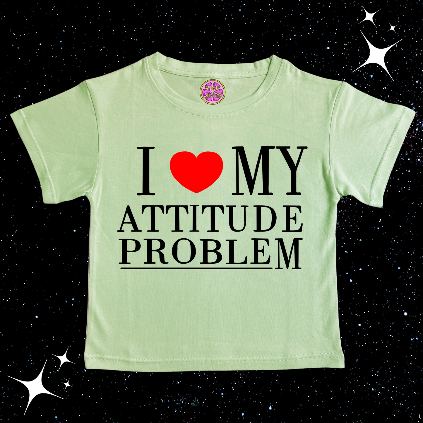 I Love My Attitude Problem Crop Tee Light Green Shirts & Tops PinkLimes Trending Streetwear