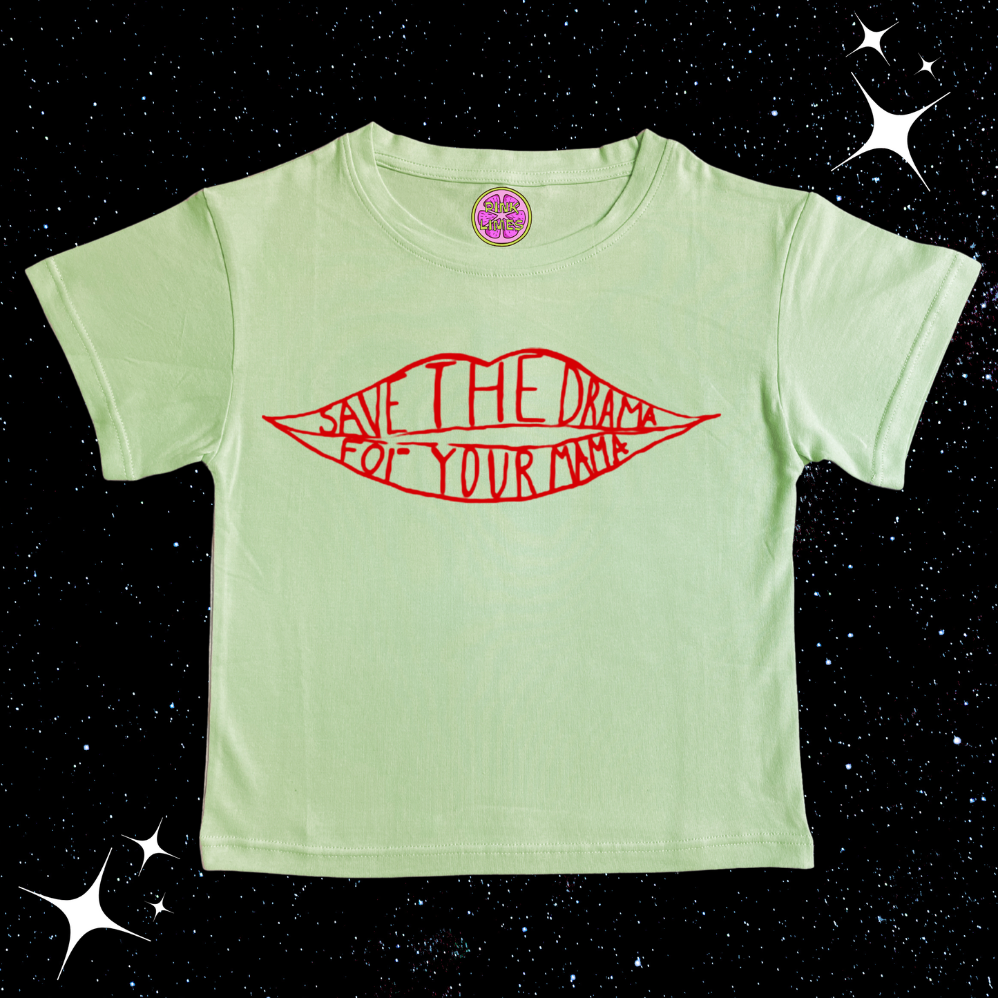 Save The Drama For Your Mama Crop Tee Light Green Shirts & Tops PinkLimes Trending Streetwear