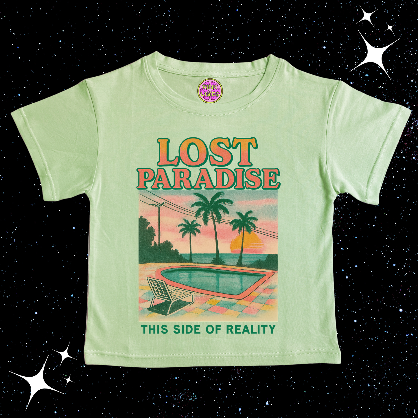 Lost Paradise Crop Tee Light Green Shirts & Tops PinkLimes Trending Streetwear