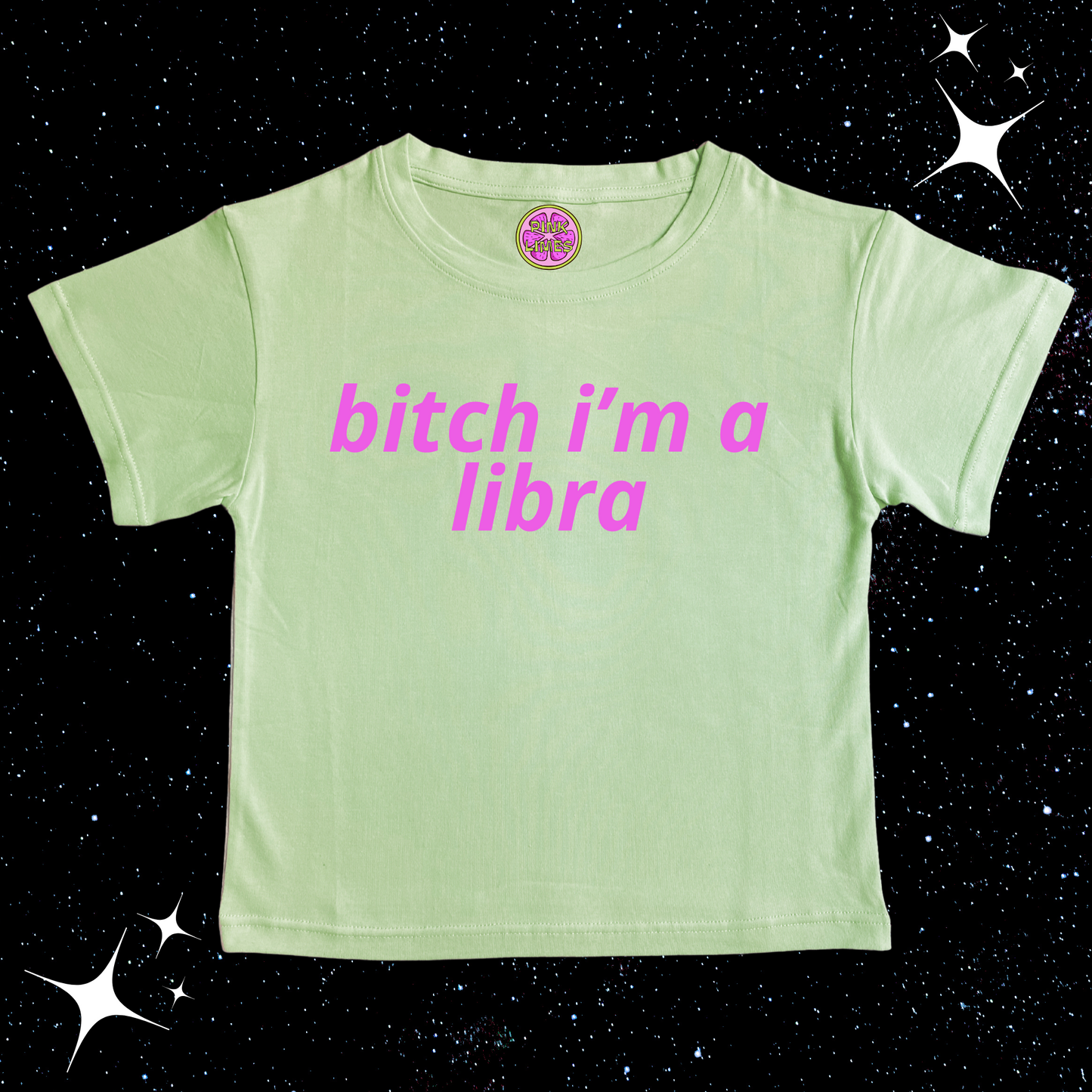 B*itch I'm A Zodiac Sign Crop Tee Light Green Shirts & Tops PinkLimes Trending Streetwear