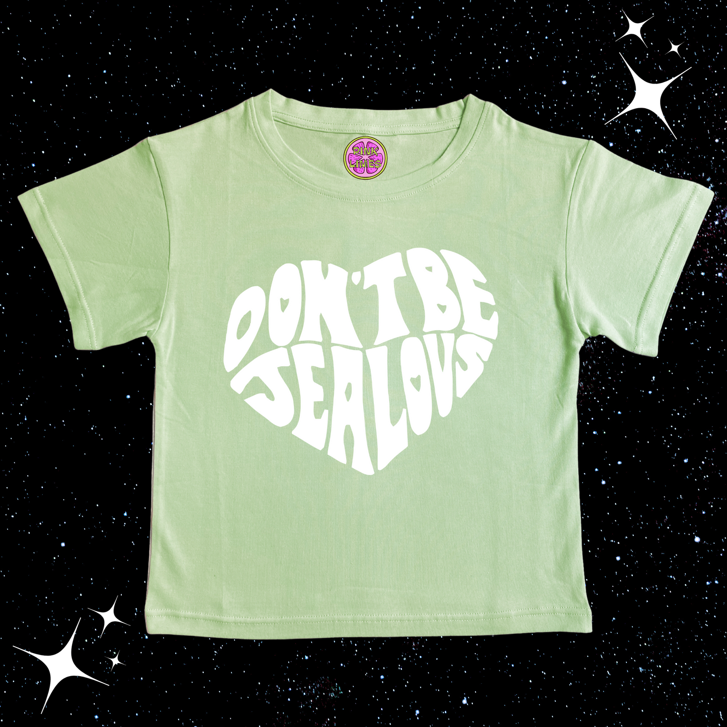 Don't Be Jealous Crop Tee Light Green Shirts & Tops PinkLimes Trending Streetwear