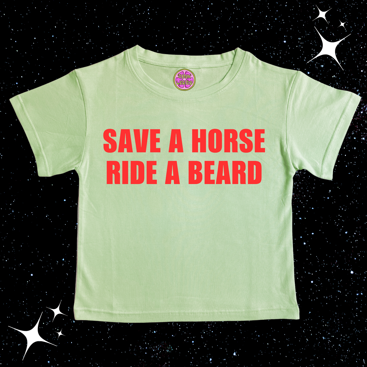Save A Horse Ride A Beard Crop Tee Light Green Shirts & Tops PinkLimes Trending Streetwear