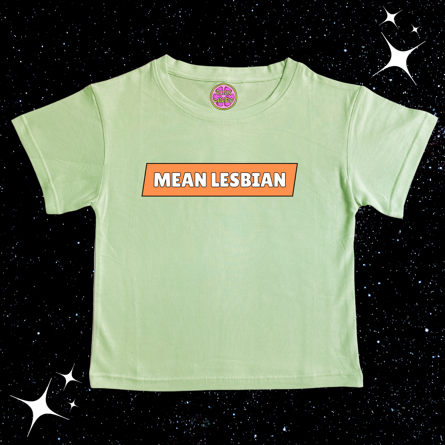Mean Lesbian Crop Tee Light Green Shirts & Tops PinkLimes Trending Streetwear