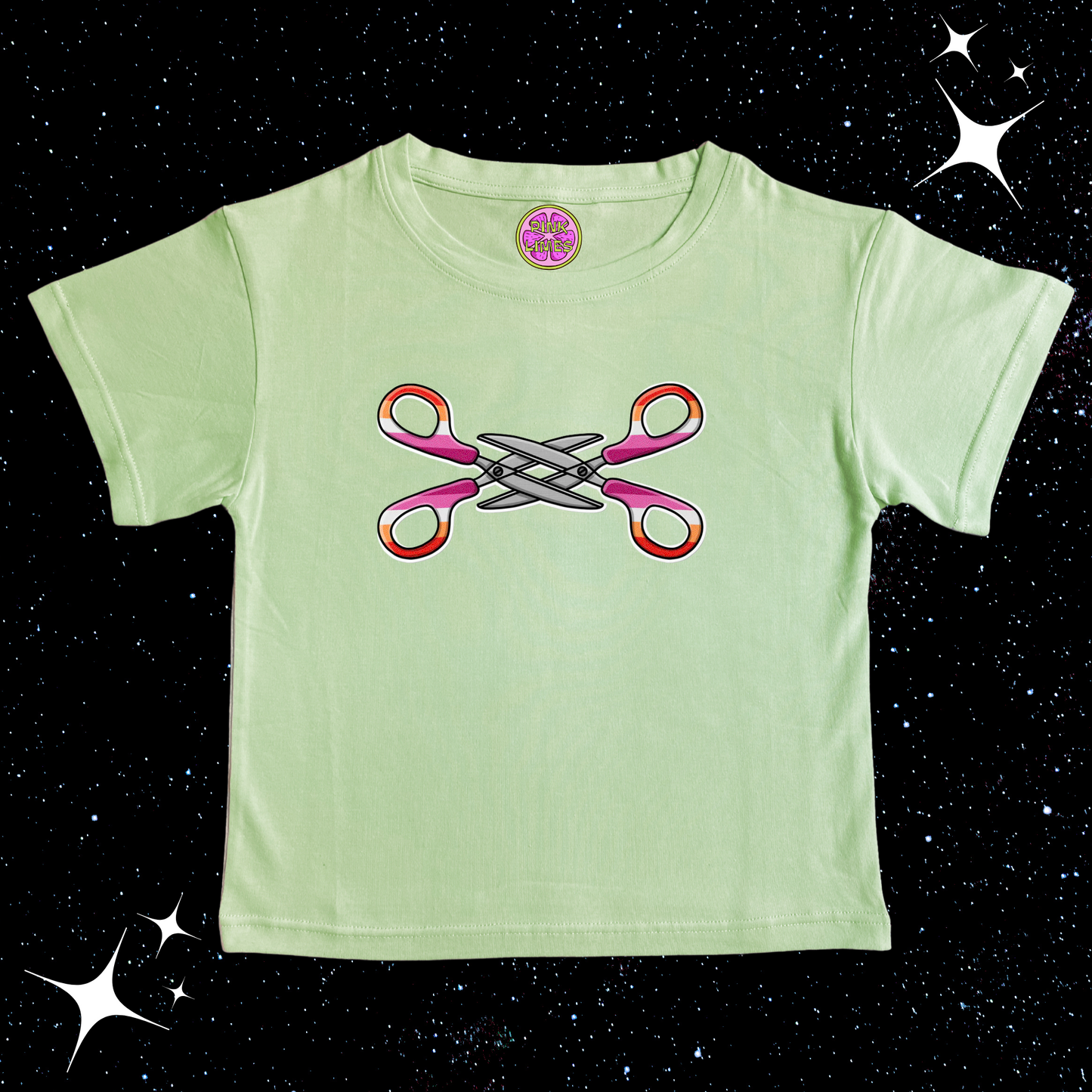 Scissor Love Crop Tee Light Green Shirts & Tops PinkLimes Trending Streetwear