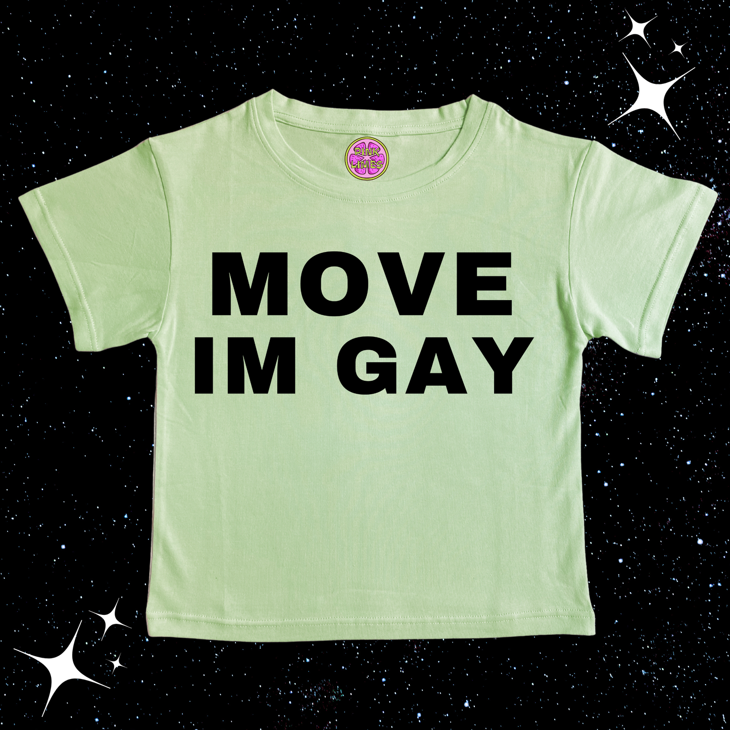 MOVE IM GAY Crop Tee Light Green Shirts & Tops PinkLimes Trending Streetwear