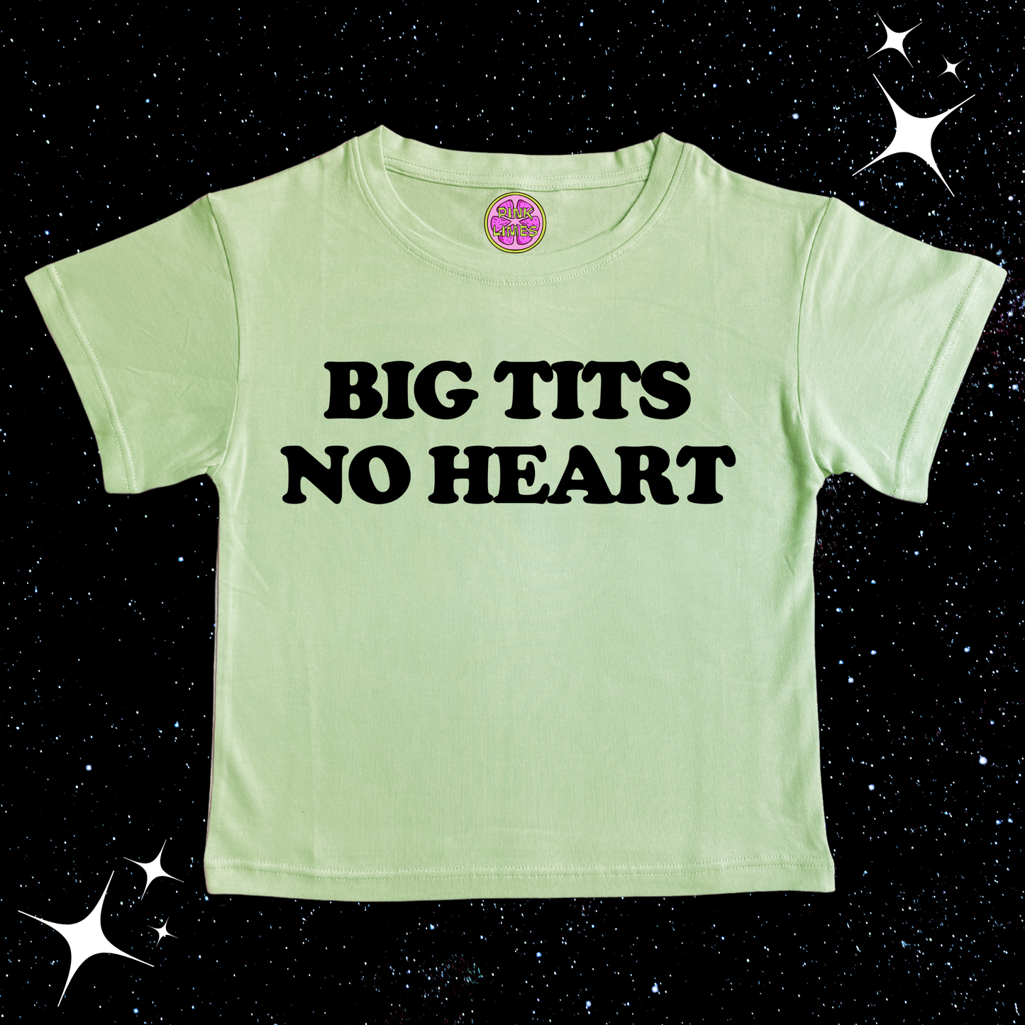 Big T*ts No Heart Crop Tee Light Green Shirts & Tops PinkLimes Trending Streetwear