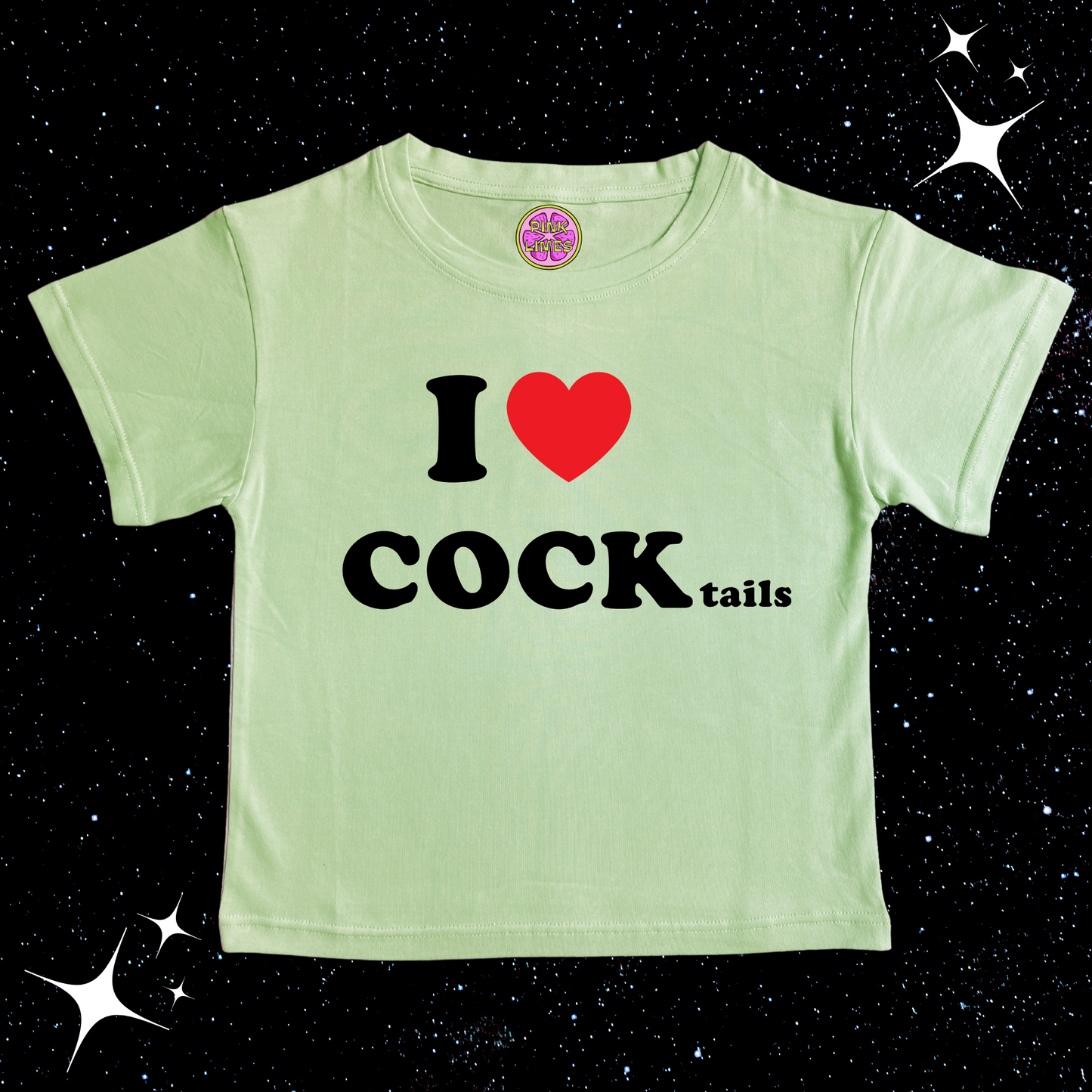 I LOVE COCKtails Crop Tee Light Green Shirts & Tops PinkLimes Trending Streetwear