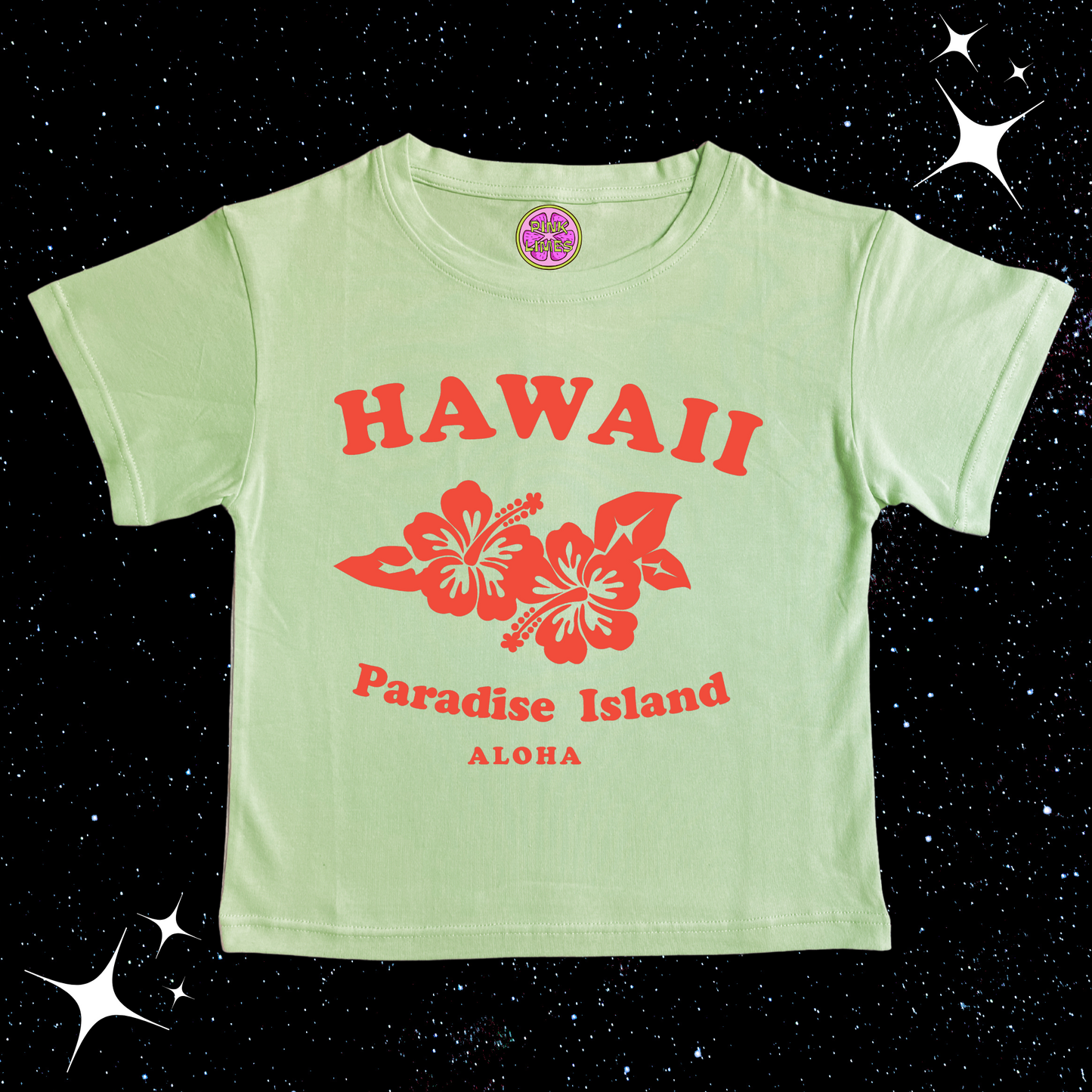 Hawaii Crop Tee Light Green Shirts & Tops PinkLimes Trending Streetwear