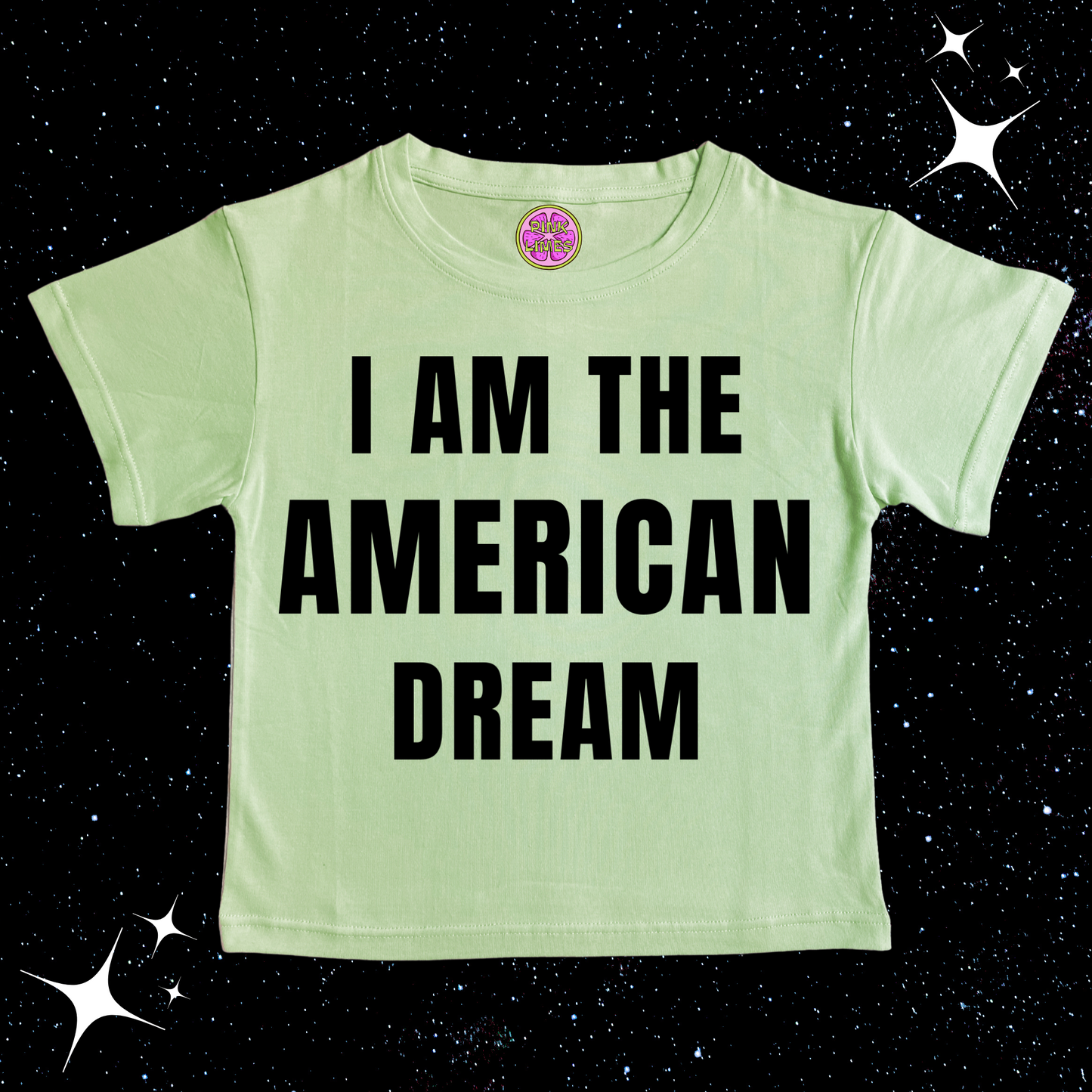 I Am The American Dream Crop Tee Light Green Shirts & Tops PinkLimes Trending Streetwear