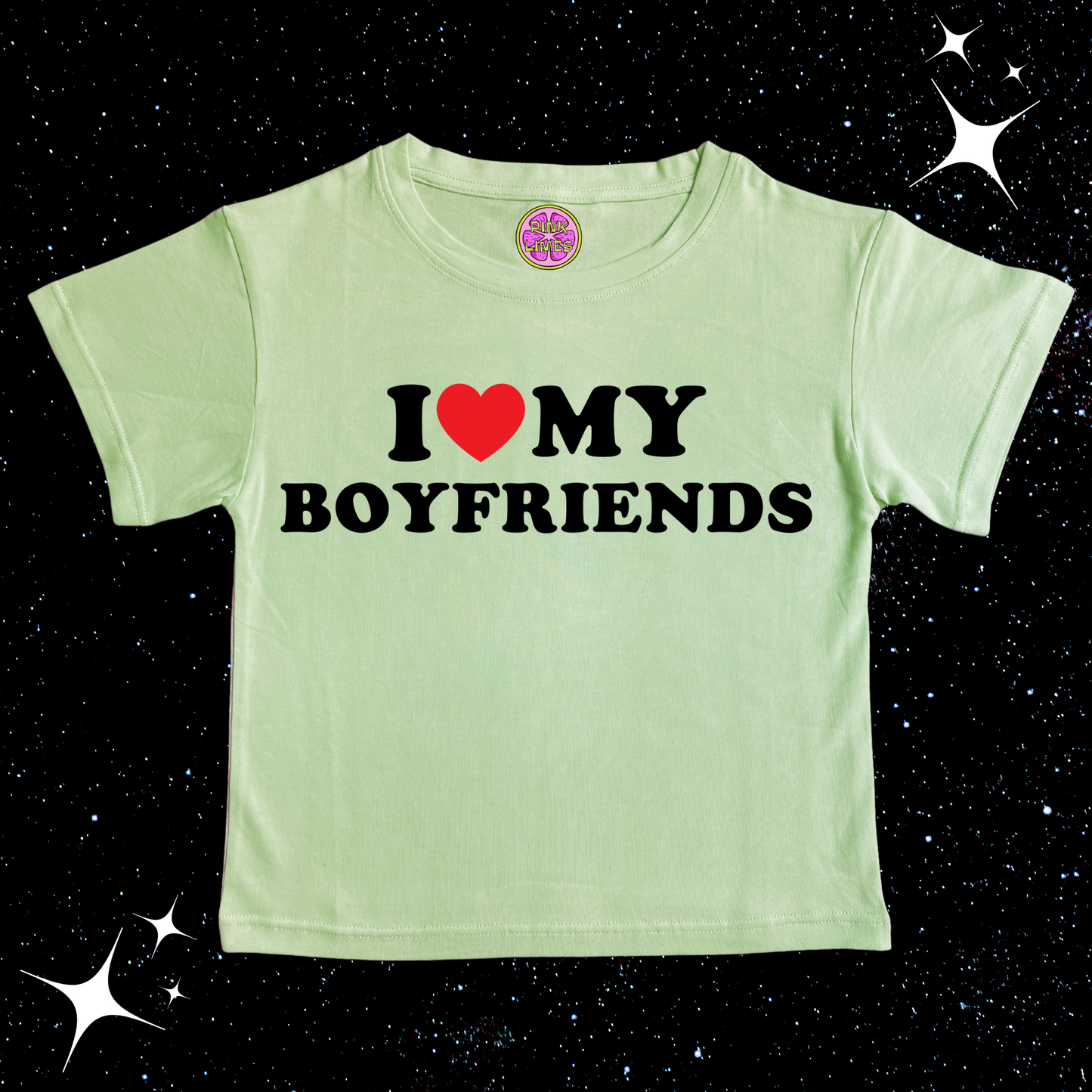 I Love My Boyfriends Crop Tee Light Green Shirts & Tops PinkLimes Trending Streetwear
