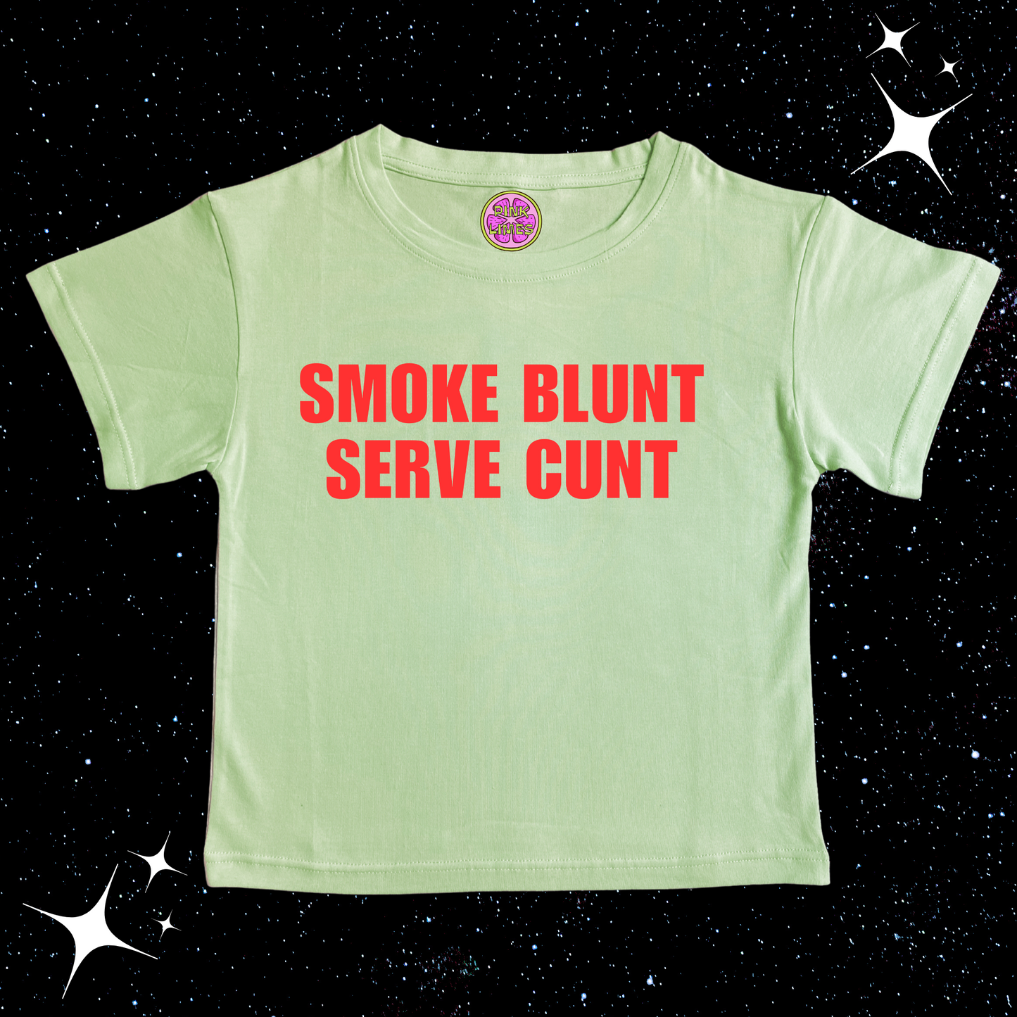 Smoke Blunt Serve C*nt Crop Tee Light Green Shirts & Tops PinkLimes Trending Streetwear