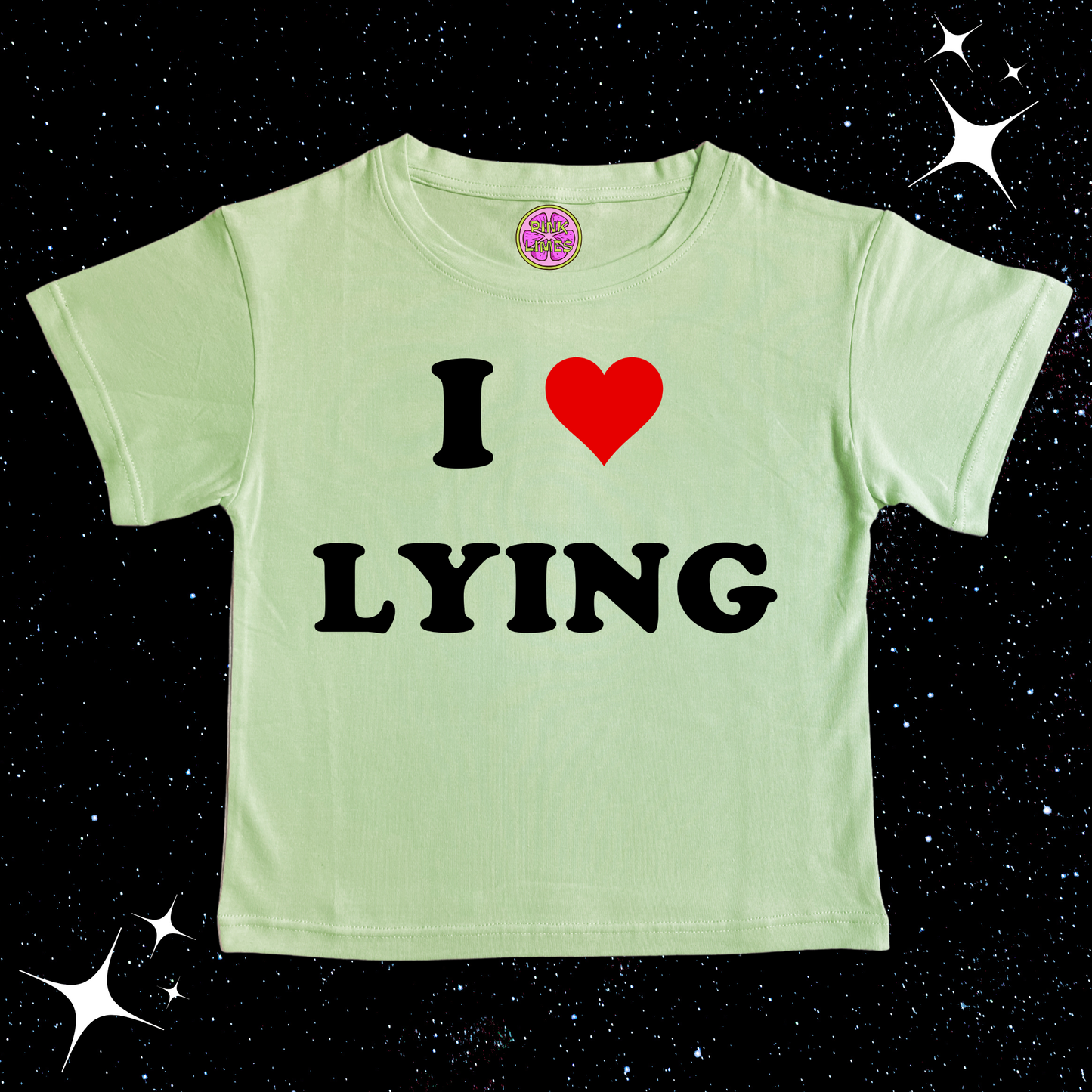 I Love Lying Crop Tee Light Green Shirts & Tops PinkLimes Trending Streetwear