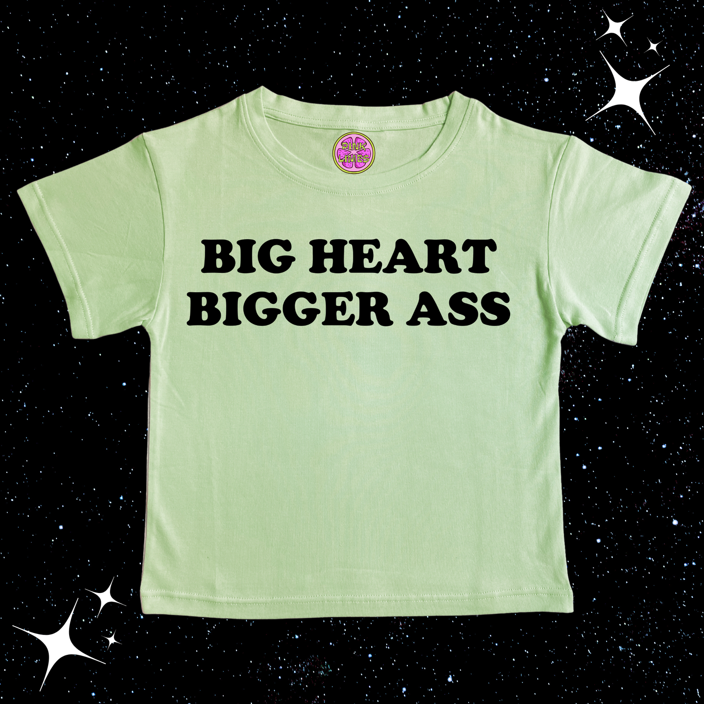 Big Heart Bigger Ass Crop Tee Light Green Shirts & Tops PinkLimes Trending Streetwear