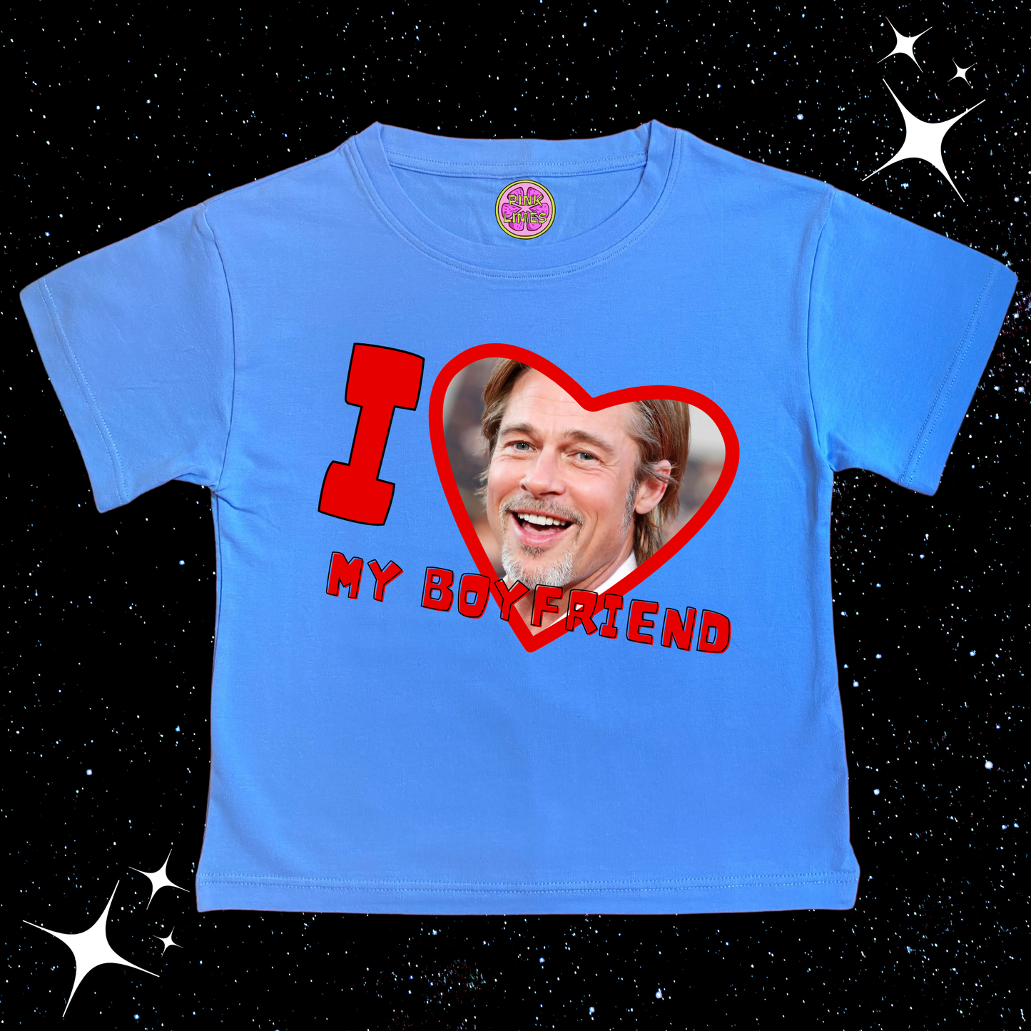 I Love My Boyfriend Custom Photo Crop Tee Light Blue Shirts & Tops PinkLimes Trending Streetwear