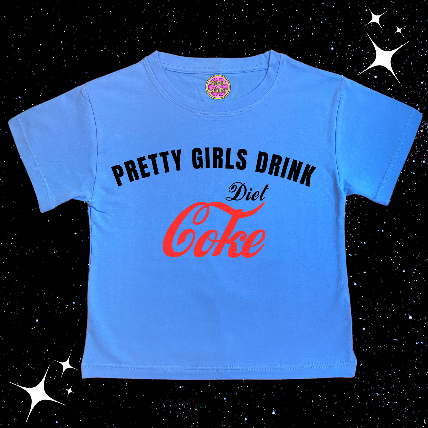 Pretty Girls Drink Diet Coke Crop Tee Lake Blue Shirts & Tops PinkLimes Trending Streetwear