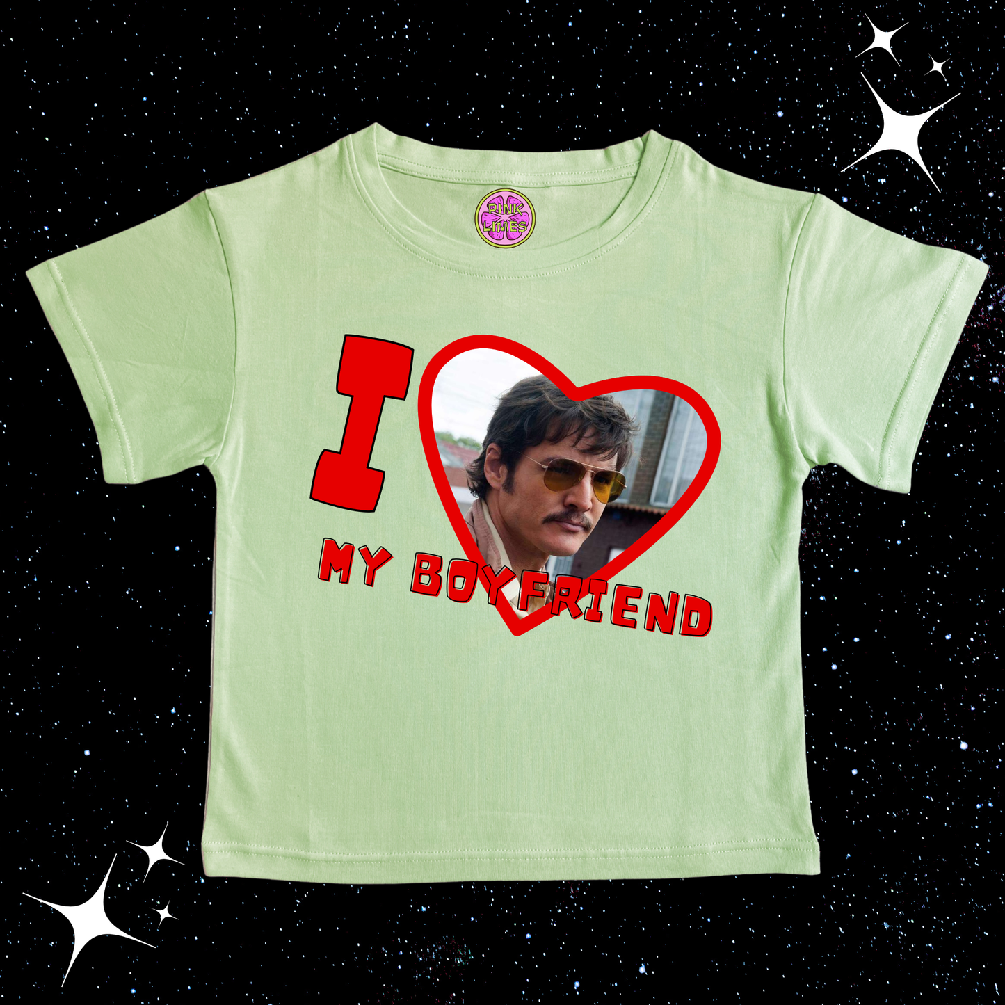 I Love My Boyfriend Custom Photo Crop Tee Light Green Shirts & Tops PinkLimes Trending Streetwear