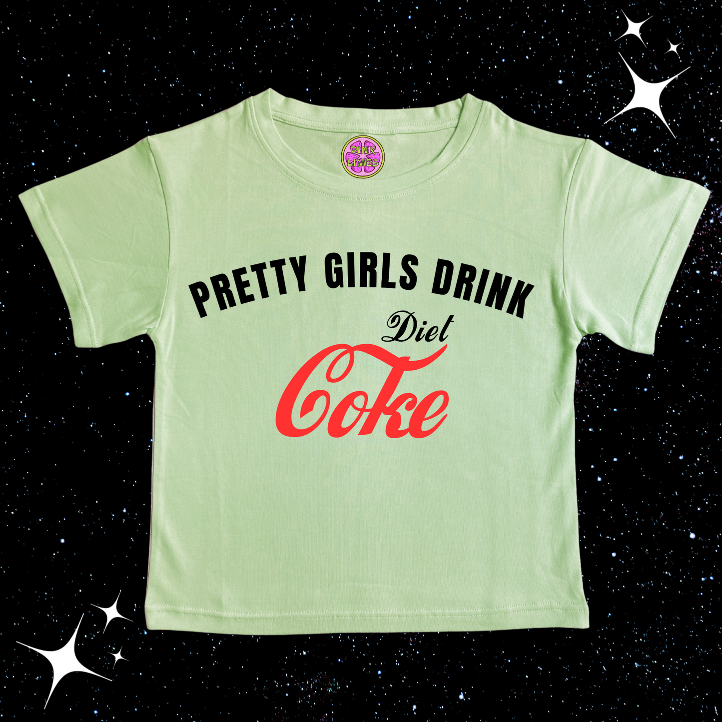Pretty Girls Drink Diet Coke Crop Tee Light Green Shirts & Tops PinkLimes Trending Streetwear