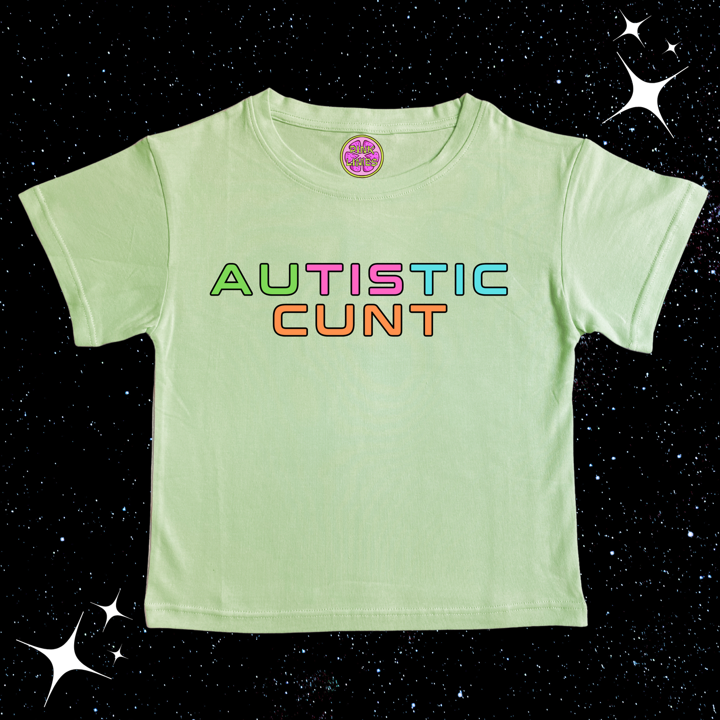 Autistic C*nt Crop Tee Light Green Shirts & Tops PinkLimes Trending Streetwear