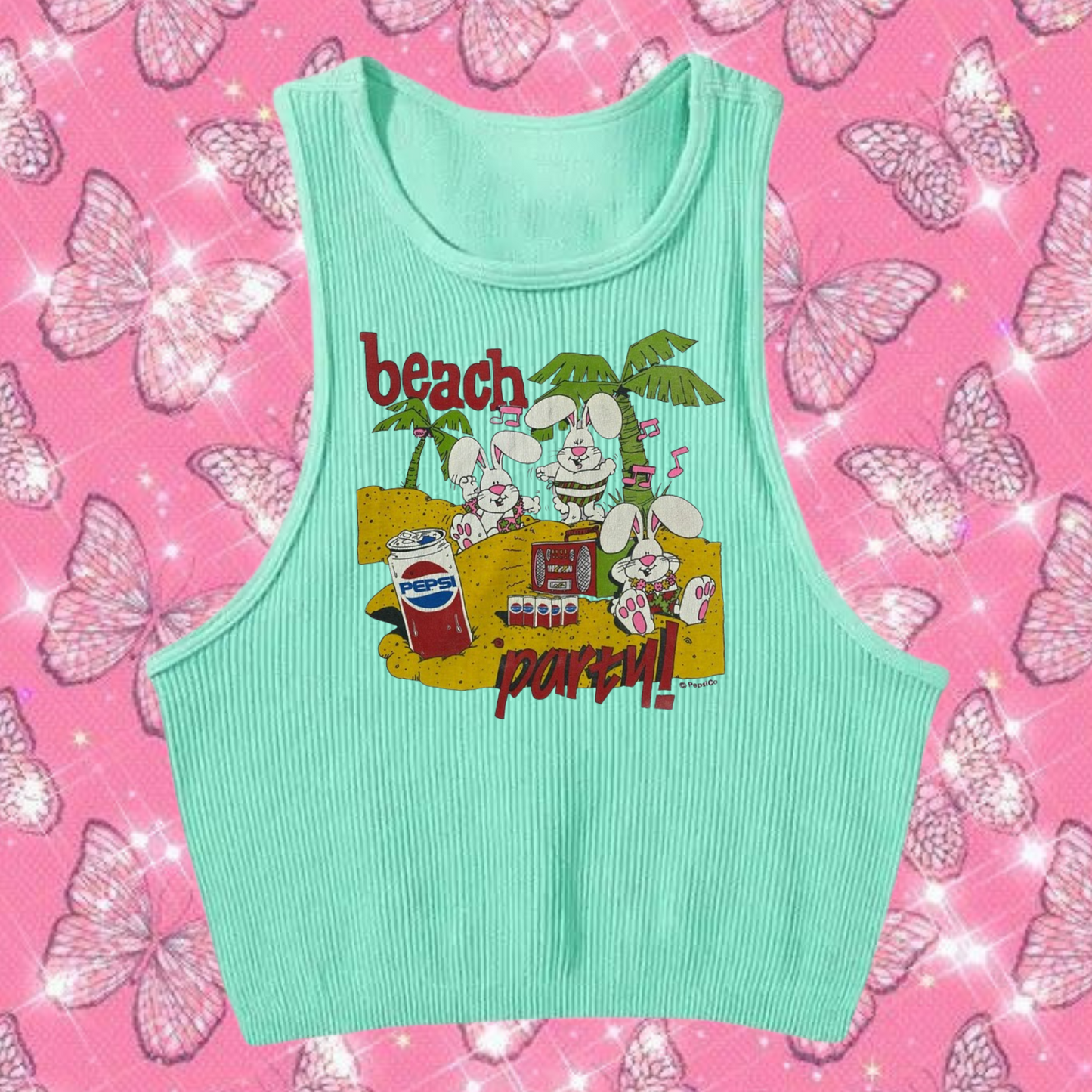 Beach Party Crop Tank Top Mint Green Shirts & Tops PinkLimes Trending Streetwear