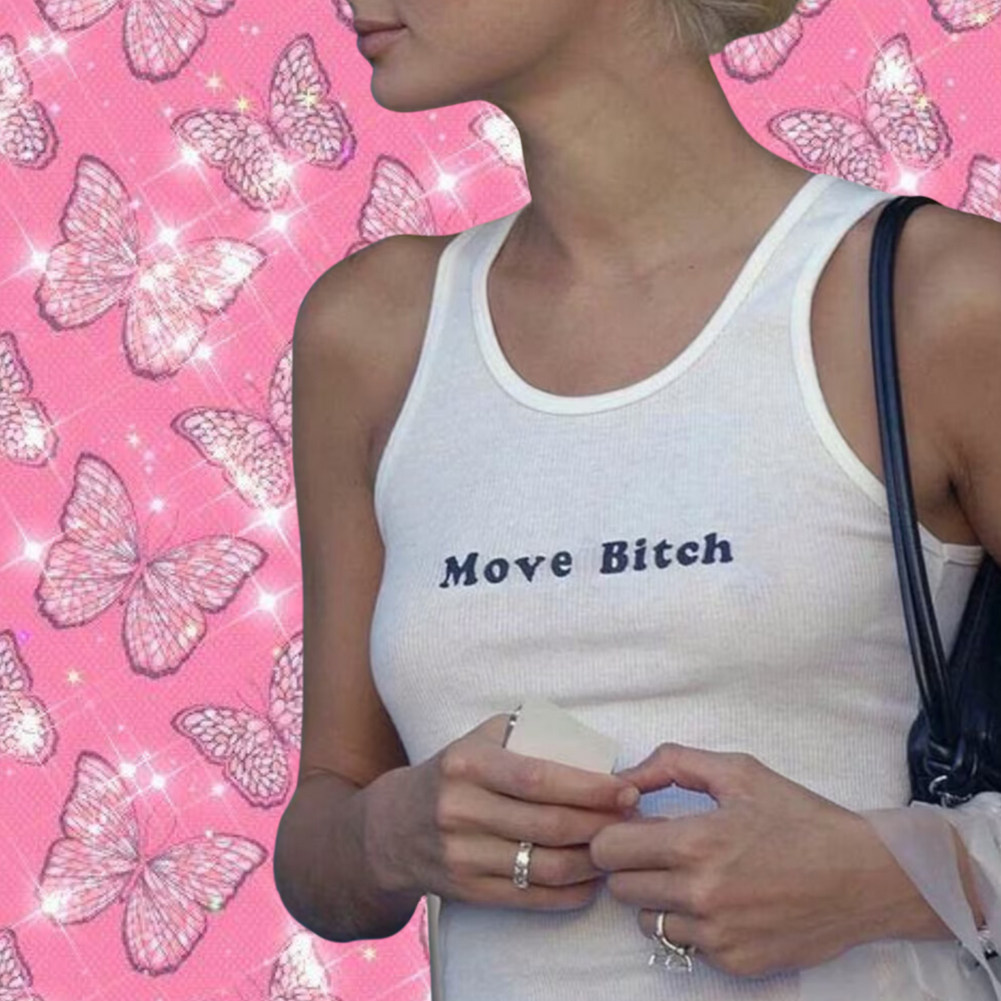 Move B*tch Crop Tank Top Shirts & Tops PinkLimes Trending Streetwear