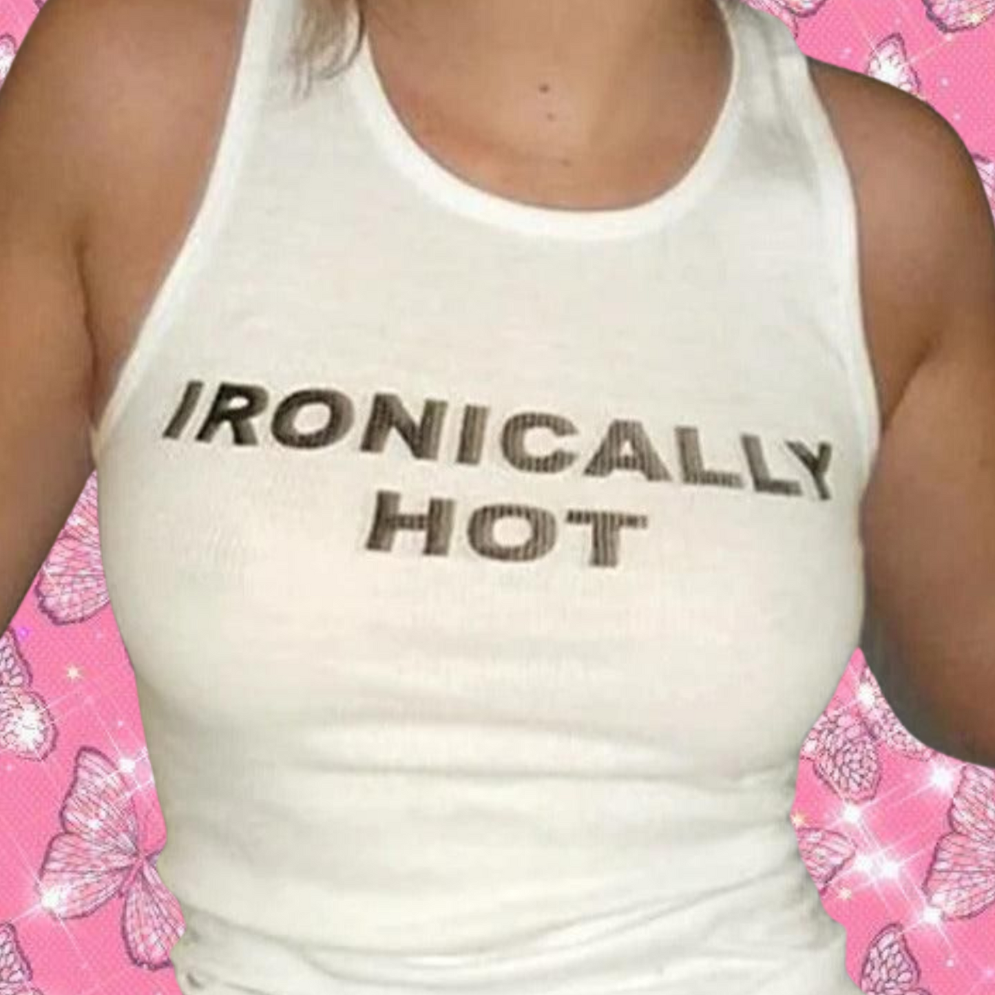 IRONICALLY HOT Crop Tank Top Shirts & Tops PinkLimes Trending Streetwear