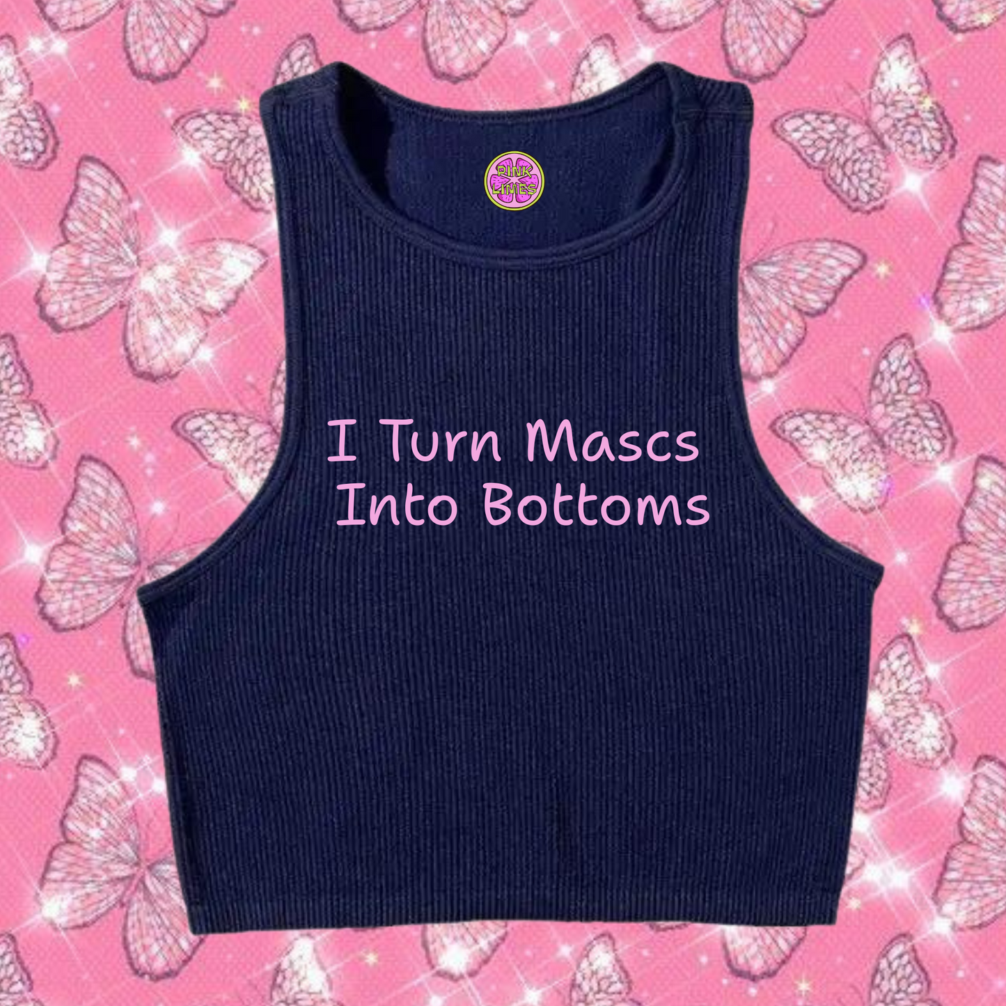 Turn Mascs Into Bottoms Crop Tank Top Navy Blue Shirts & Tops PinkLimes Trending Streetwear