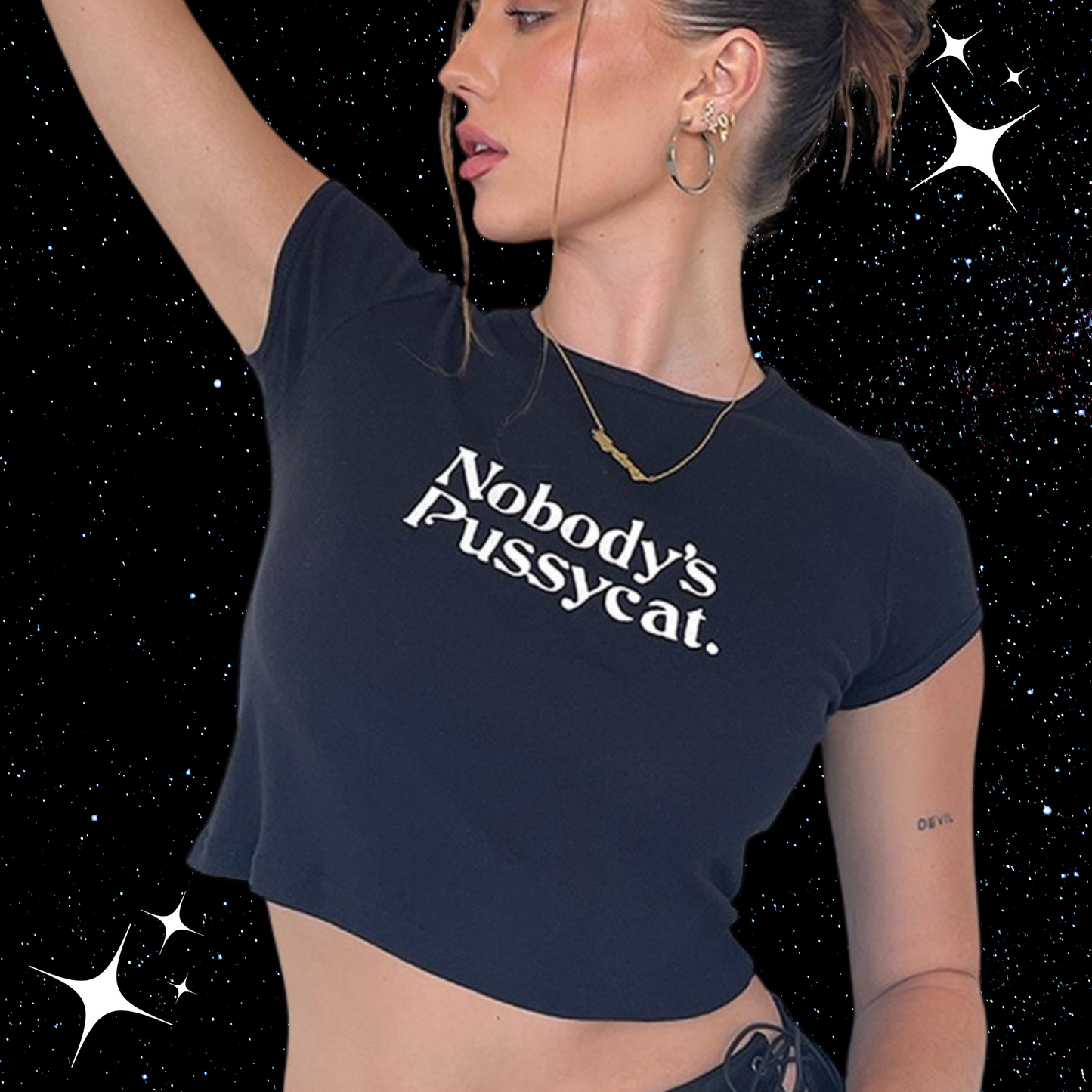 Nobody's Pussycat Crop Tee Shirts & Tops PinkLimes Trending Streetwear