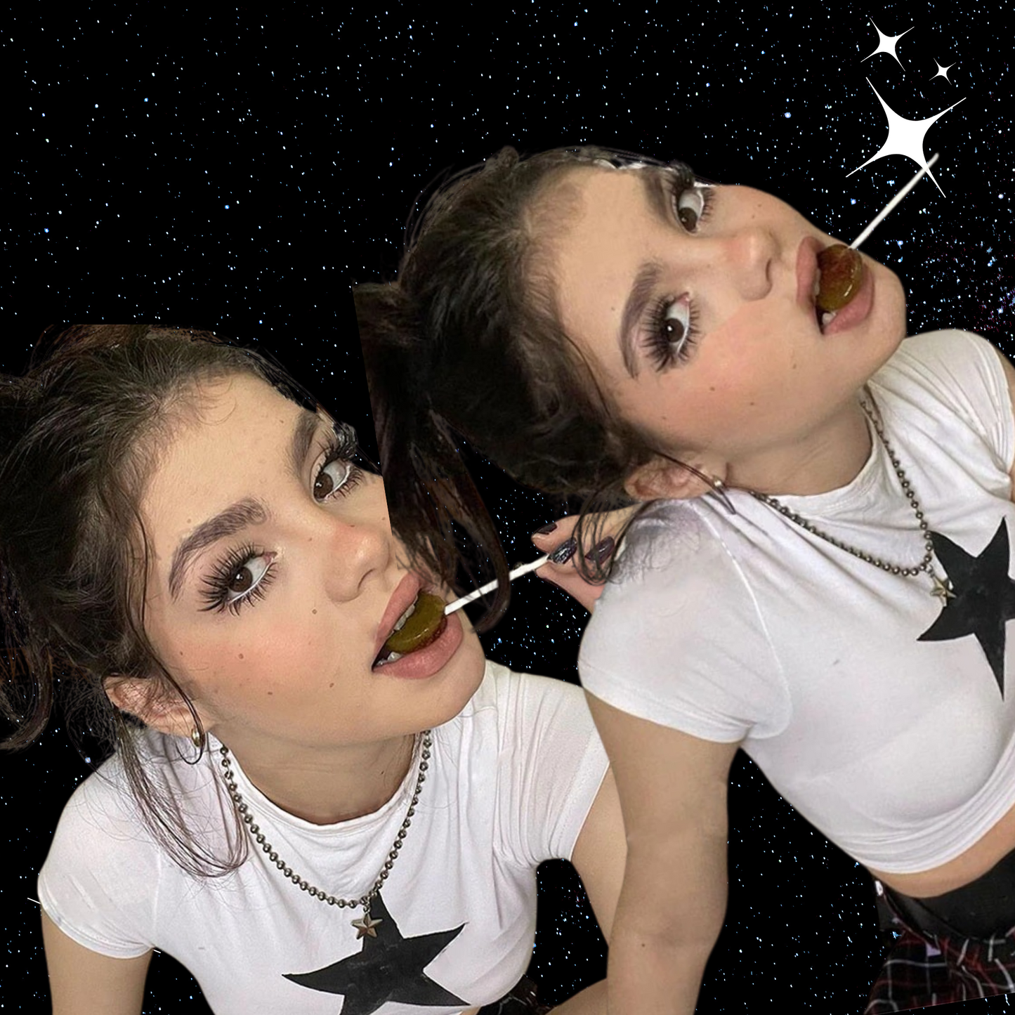 Black Star Crop Tee Shirts & Tops PinkLimes Trending Streetwear
