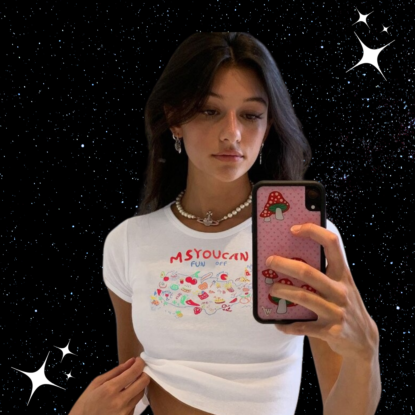 MSYOUCAN White Crop Tee Shirts & Tops PinkLimes Trending Streetwear