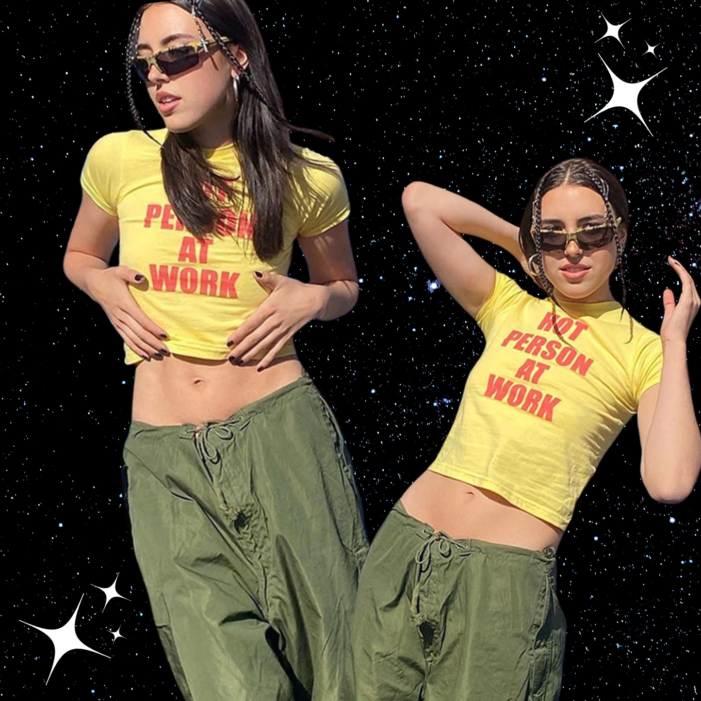 Hot Person At Work Yellow Crop Tee Shirts & Tops PinkLimes Trending Streetwear