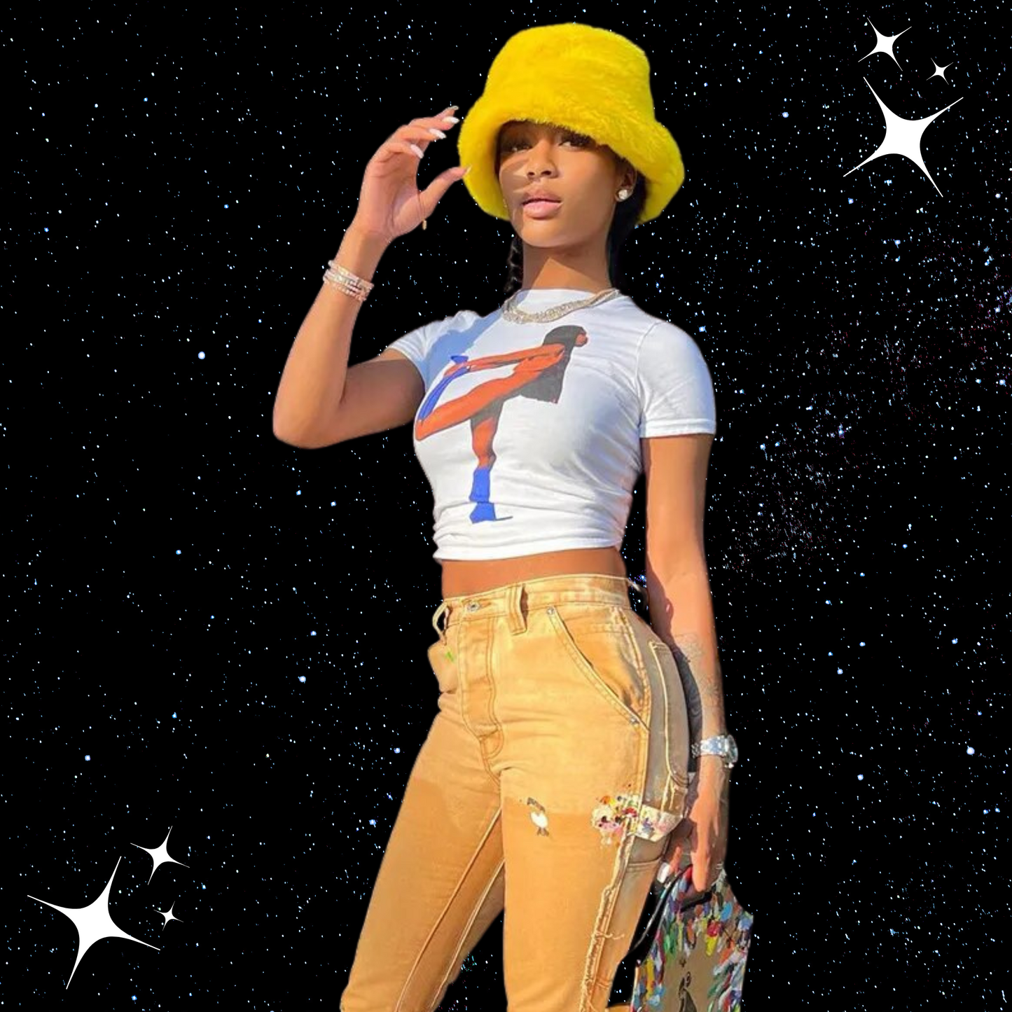 Lady Portrait Printed White Tee PinkLimes Trending Streetwear